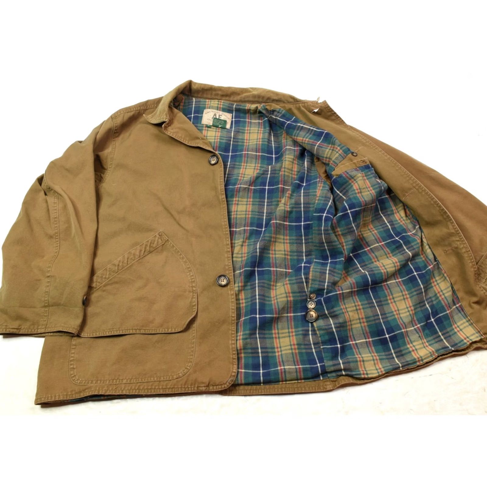 American Eagle Outfitters Vintage American Eagle Barn Coat Mens Medium Brown Flannel Lined Cotton Y2K Size US M / EU 48-50 / 2 - 3 Thumbnail