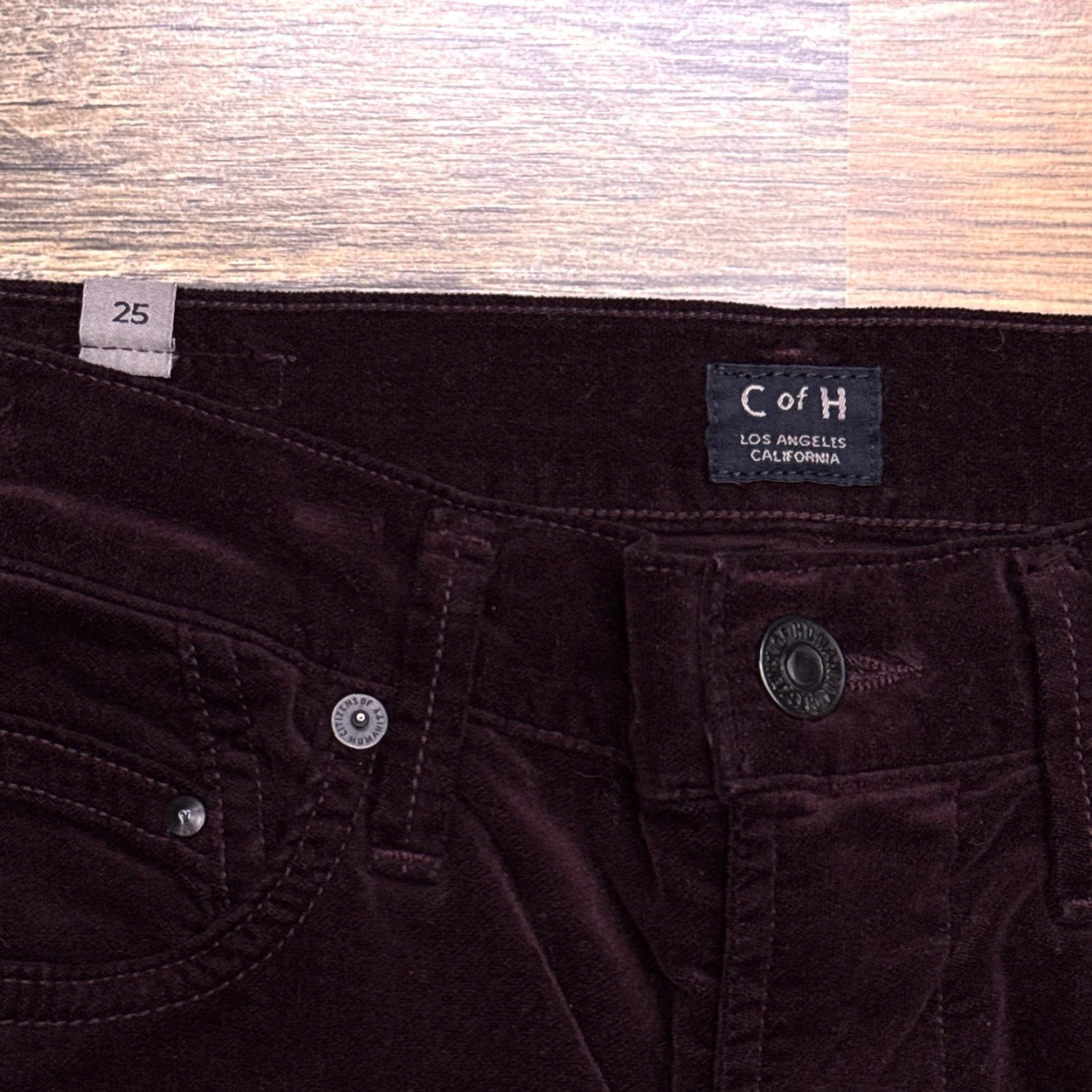 Citizens Of Humanity Citizens of Humanity Jeans Skinny Velvet High Rise 25 Burgundy Women 5-Pocket City Stretch Regular Inseam 29 Size 42" / US 20 - 4 Thumbnail