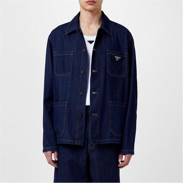 Prada PRADA Triangle Logo Denim Overshirt Size US S / EU 44-46 / 1 - 2 Thumbnail