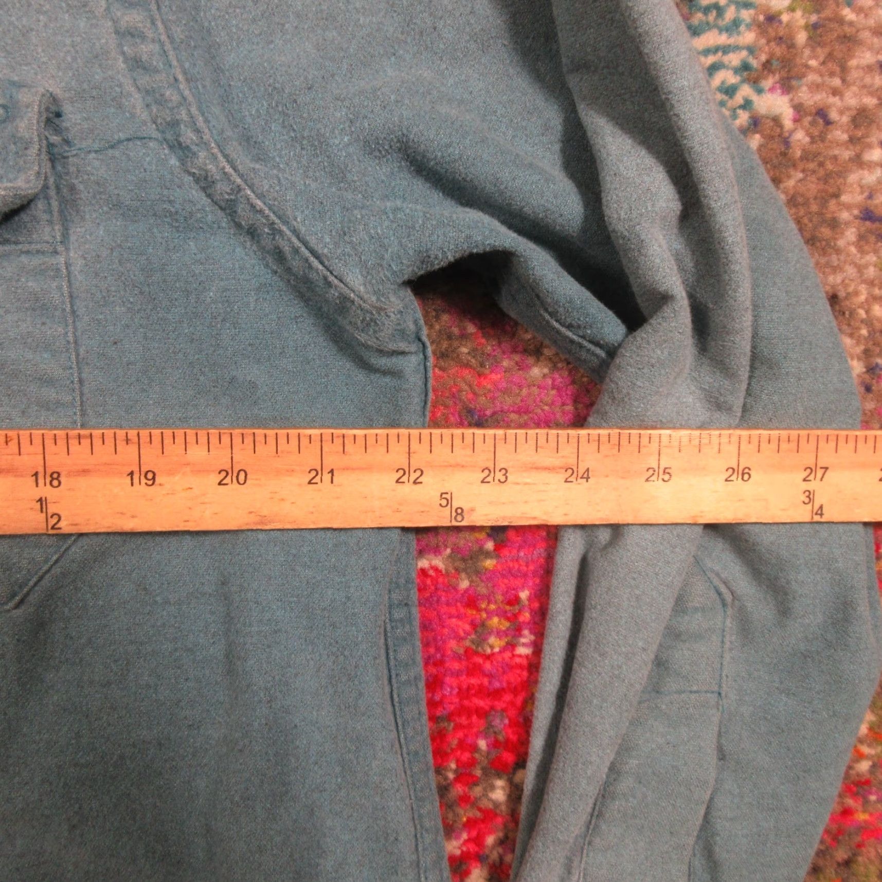Vintage VINTAGE L.L.Bean Shirt Womens 14 Teal Flannel Button-Up Pocket 90s Cotton Made in USA Size XL / US 12-14 / IT 48-50 - 5 Thumbnail
