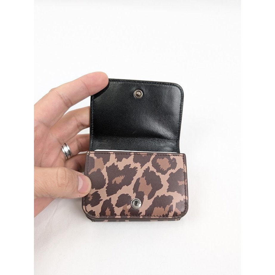 Balenciaga o1rshd1 Size:OS /Calfskin Logo Print Tri-Fold Wallet Leopard Size ONE SIZE - 9 Thumbnail