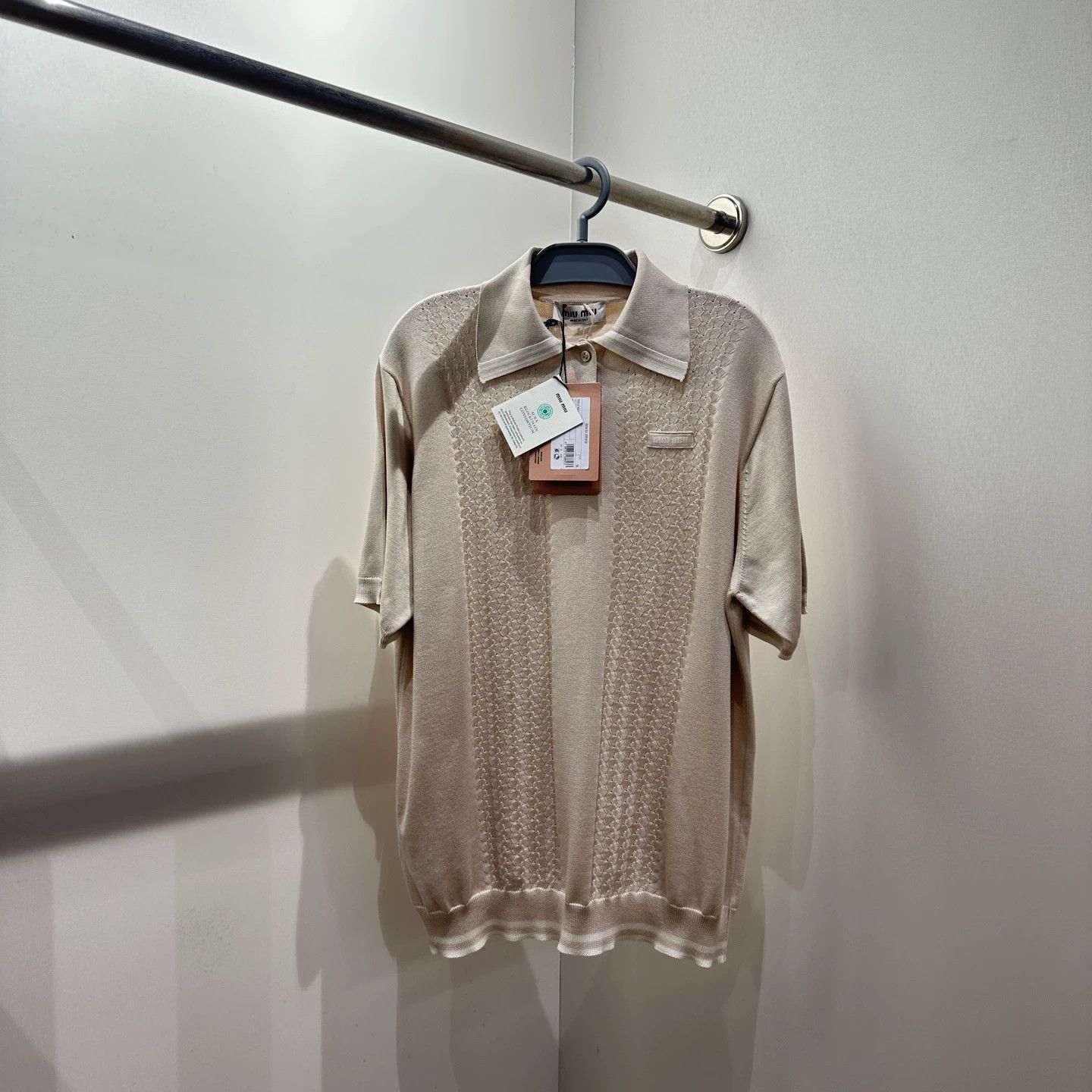 Miu Miu MIU MIU feb483 25SS Silk Logo Polo Shirt 36 Size XS / US 0-2 / IT 36-38 - 1 Thumbnail