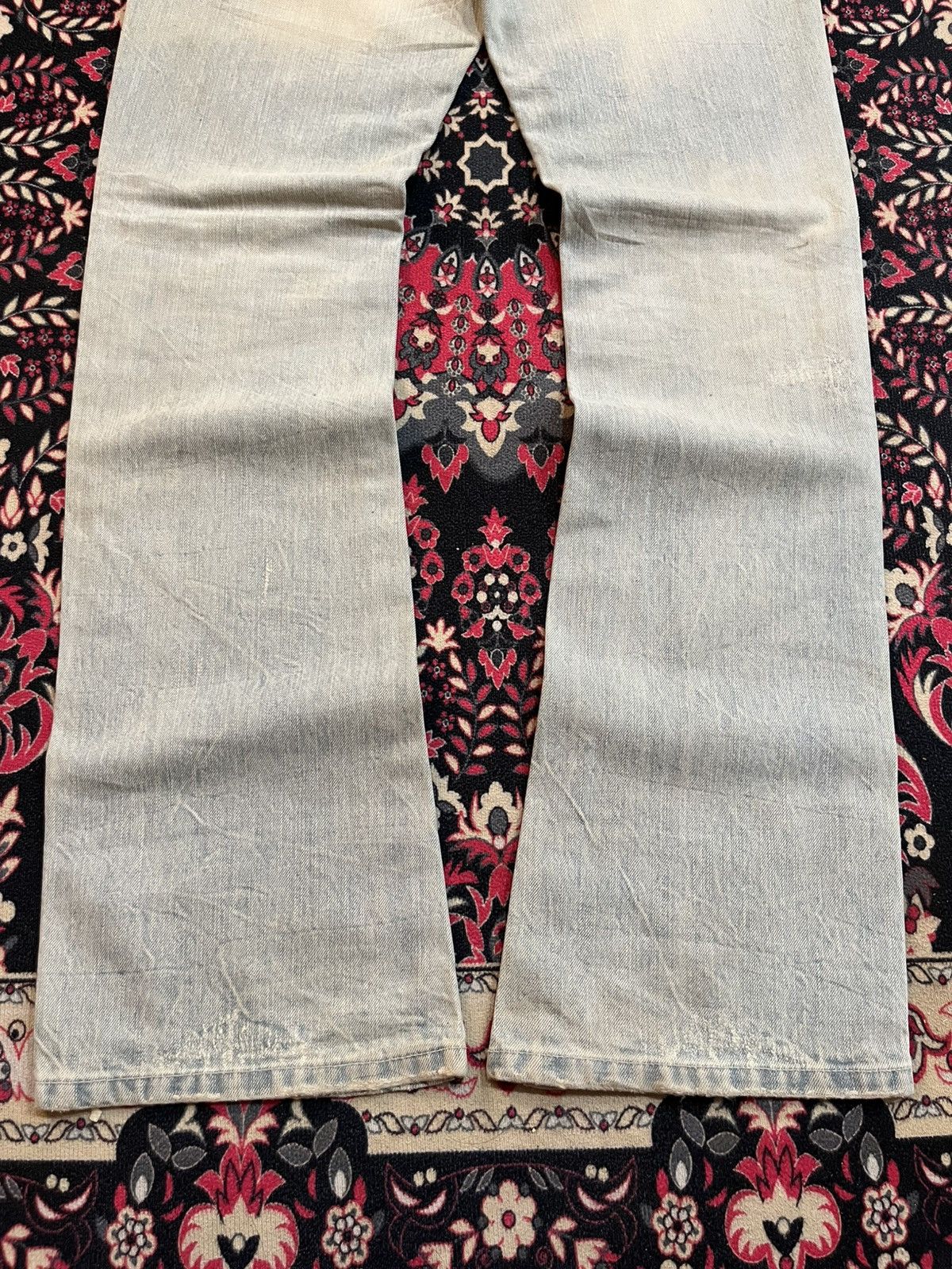 If Six Was Nine Japanese Brand La Gate Acid Blue Whisker Ripped Flare Jeans Size US 31 - 10 Thumbnail