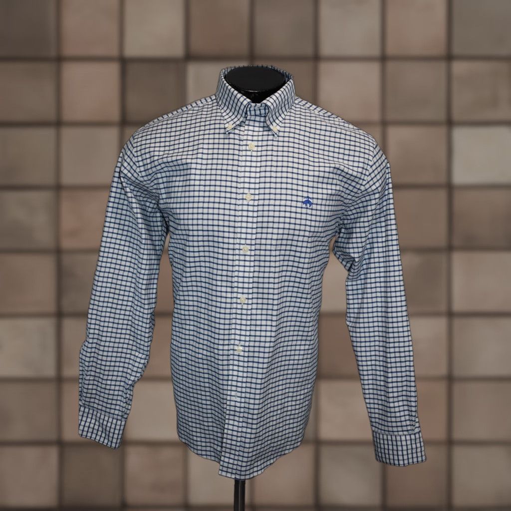 Brooks Brothers Dress Shirt Mens L Regular Fit Cotton Spandex Stretch Plaid  Button-Up