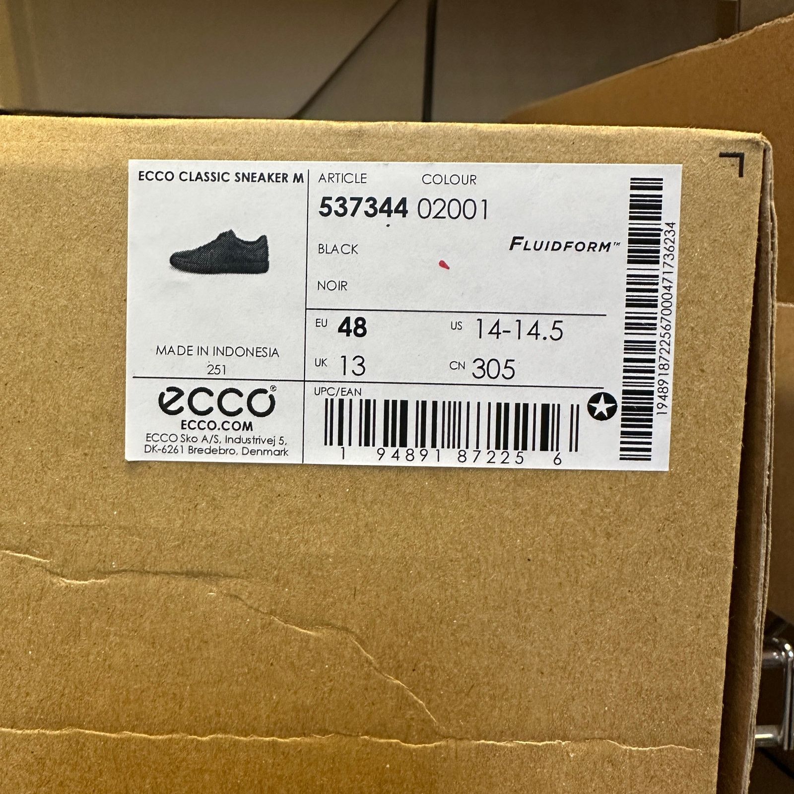 Ecco ECCO MEN'S 48 BLACK CLASSIC SNEAKER GENUINE LEATHER LOW TOP Size US 15 / EU 48 - 5 Thumbnail