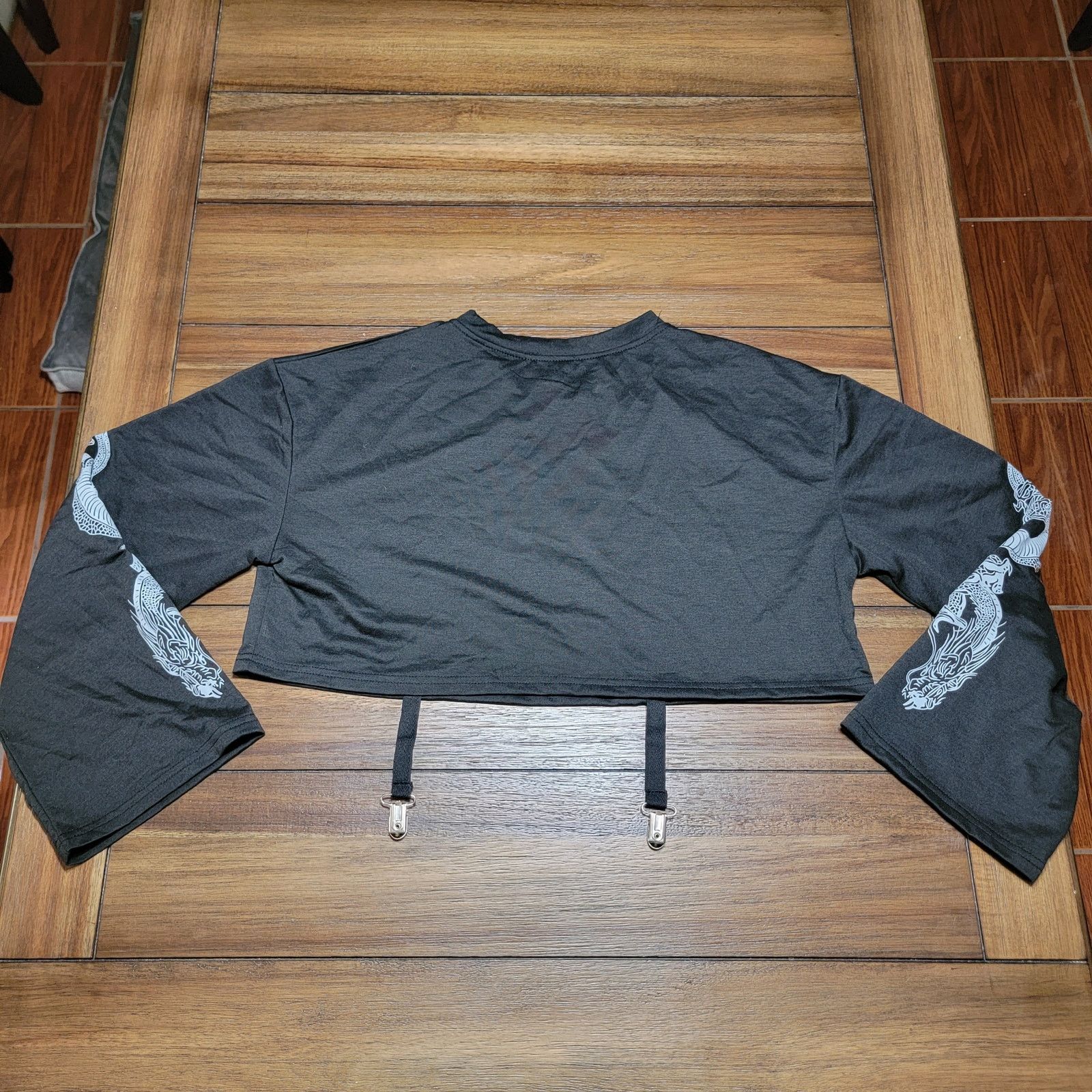 Other LS Crop Shirt w/ Suspenders, Dragons on Sleeves - Size Large Size L / US 10 / IT 46 - 5 Thumbnail