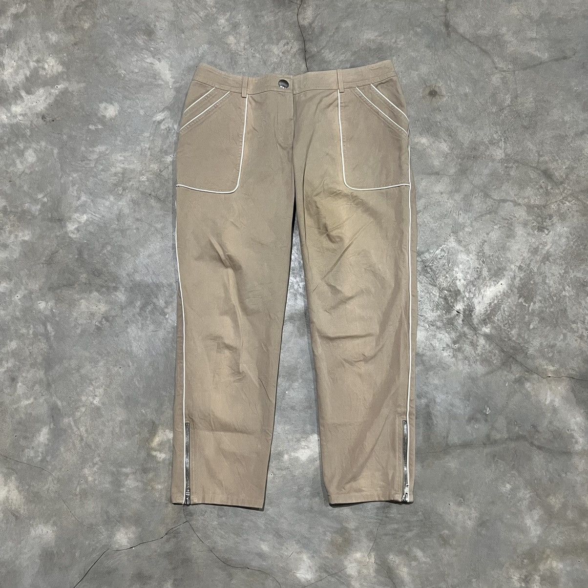 image of Celine Fatigue Double Pocket Bottom Zipper Pants in Khaki, Men's (Size 33)