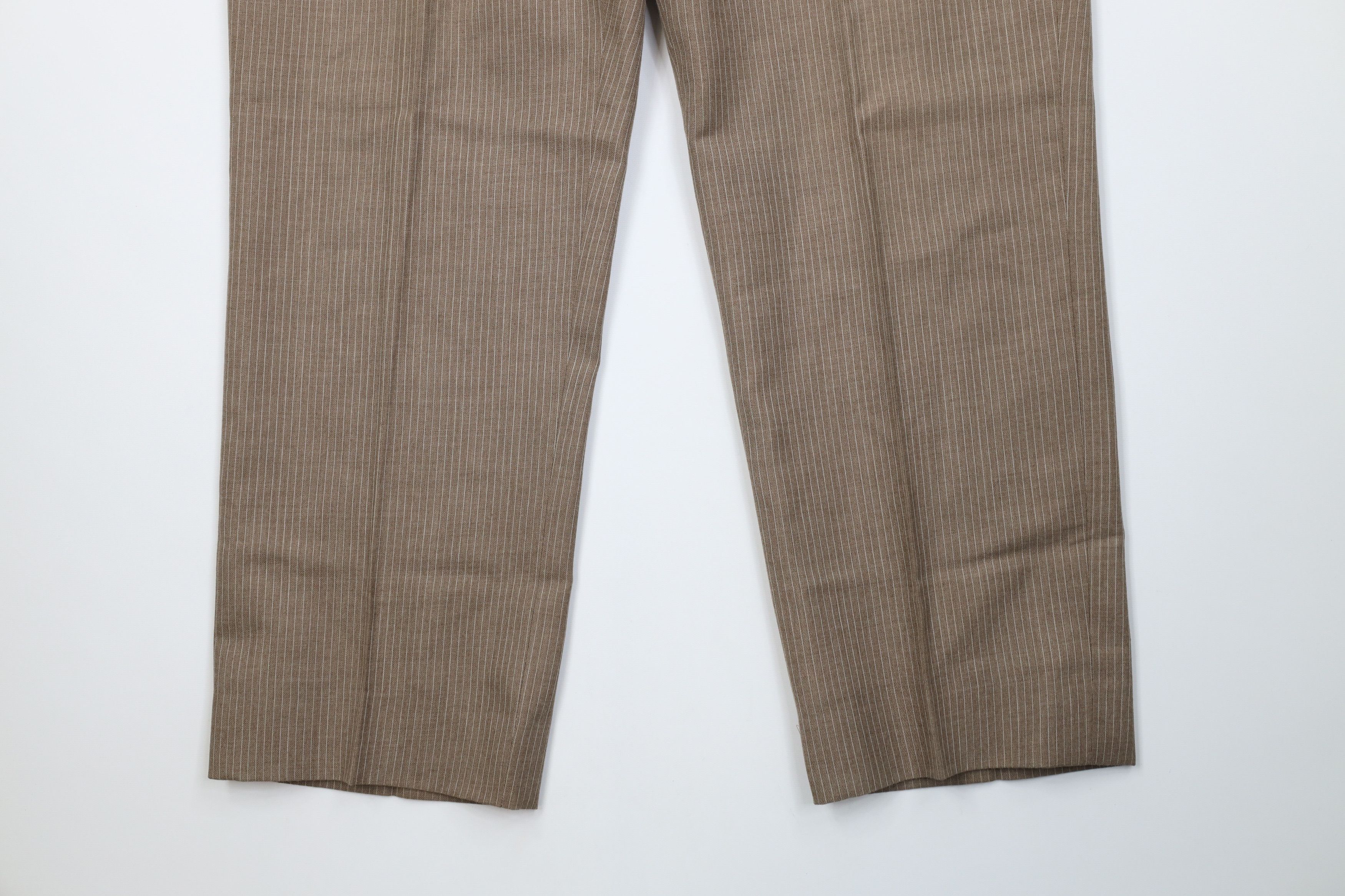 Vintage Vintage 70s Streetwear 3 Piece Stripe Suit Wedding Brown Size 44L - 12 Thumbnail