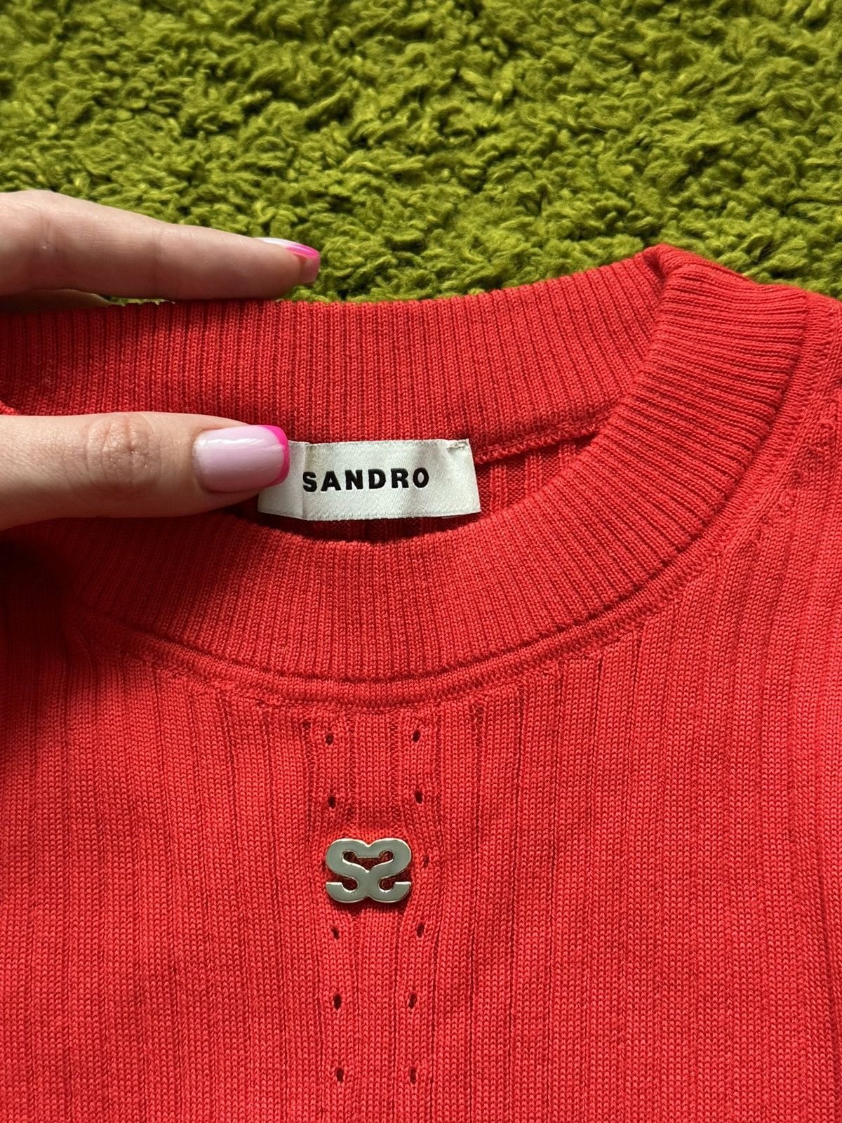 Designer × Sandro Sandro oldmoney style centre logo sweater Size XS / US 0-2 / IT 36-38 - 3 Thumbnail