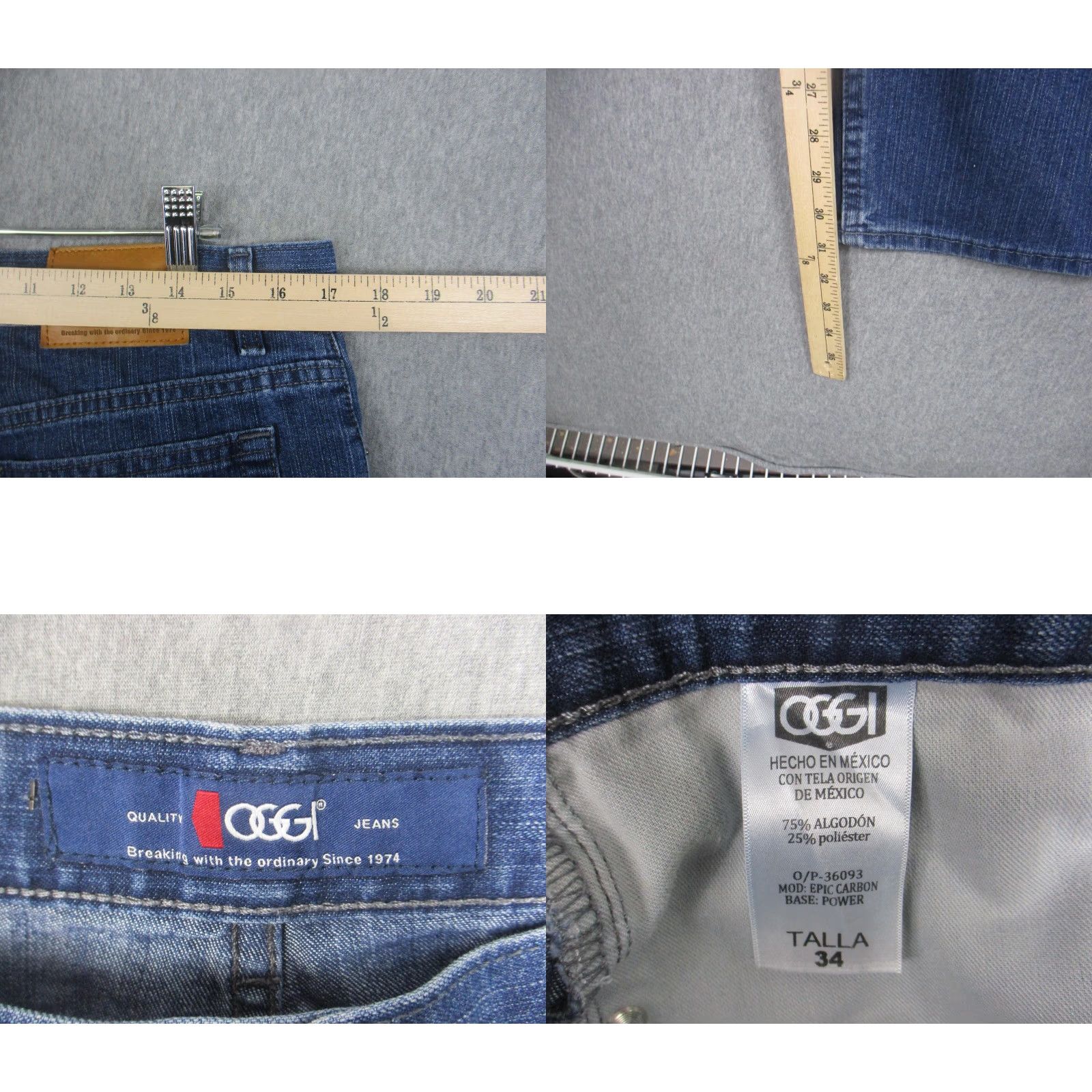 Vintage OGGI Epic Carbon Jeans Mens 34x32 Blue Regular Fit Straight Denim Medium Wash Size US 34 / EU 50 - 8 Thumbnail
