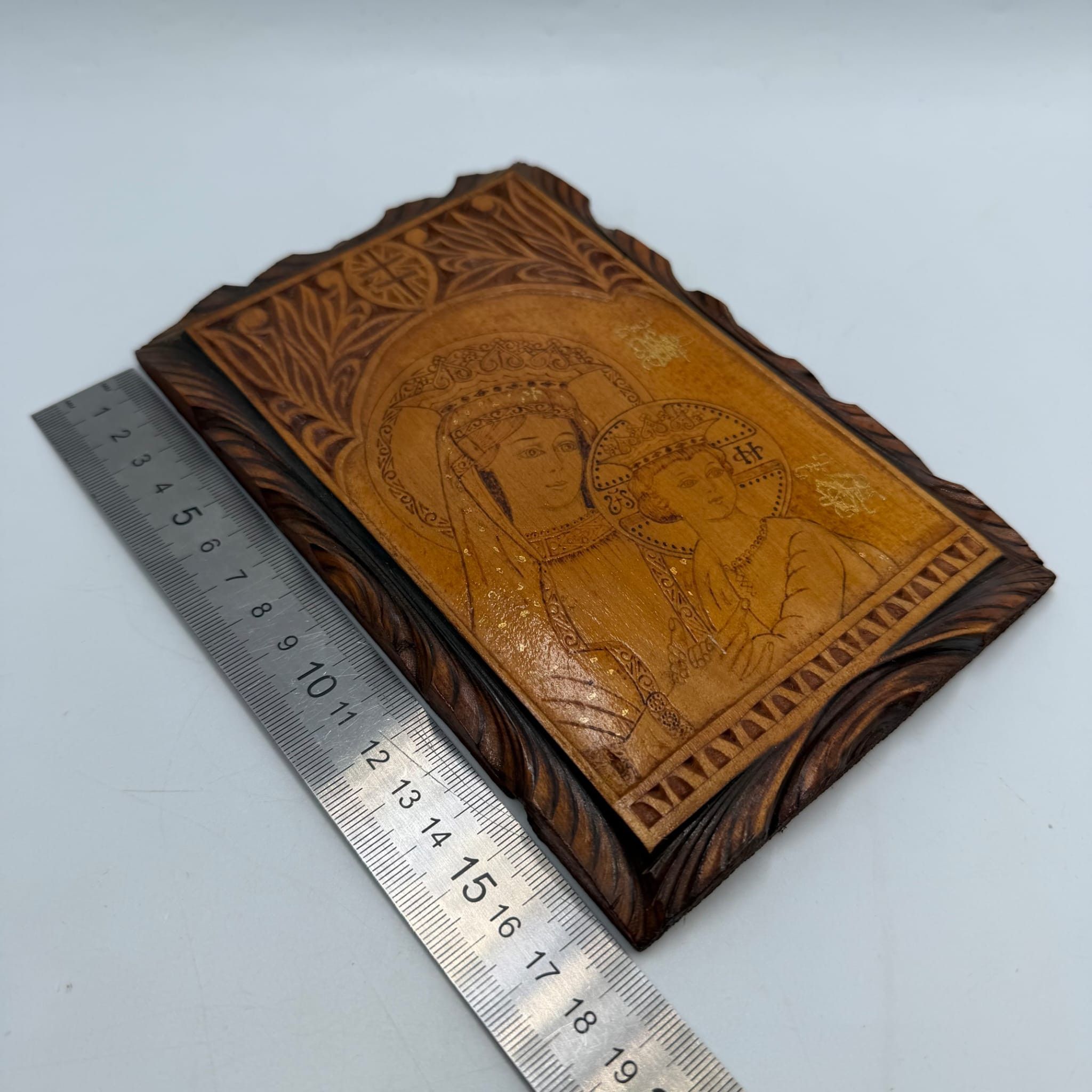 Vintage Vintage Carved Wood Icon Virgin Mary & Child Jesus Size ONE SIZE - 4 Thumbnail