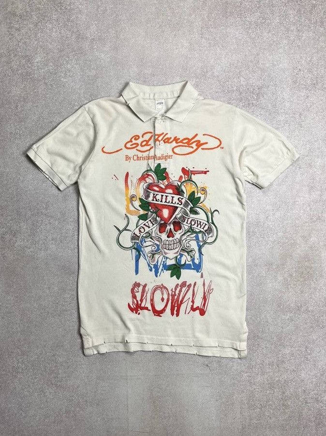 Ed Hardy Vintage Ed Hardy Christian Audigier Tattoo Skull Polo M Size US M / EU 48-50 / 2 - 1 Thumbnail