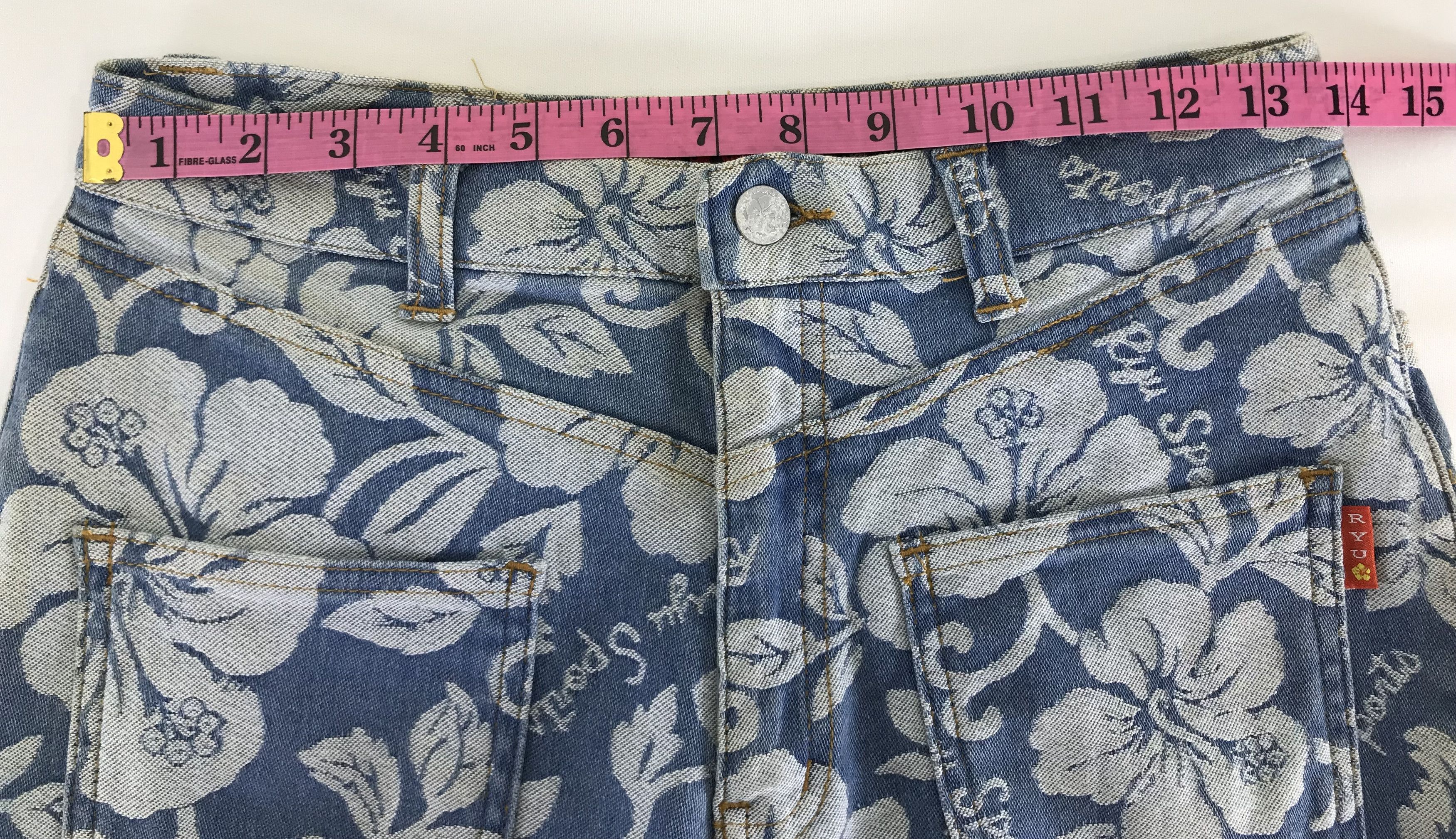 Hysteric Glamour Vintage Japanese Ryu Full Printed Floral Flare Jeans Size 27" / US 4 / IT 40 - 16 Thumbnail