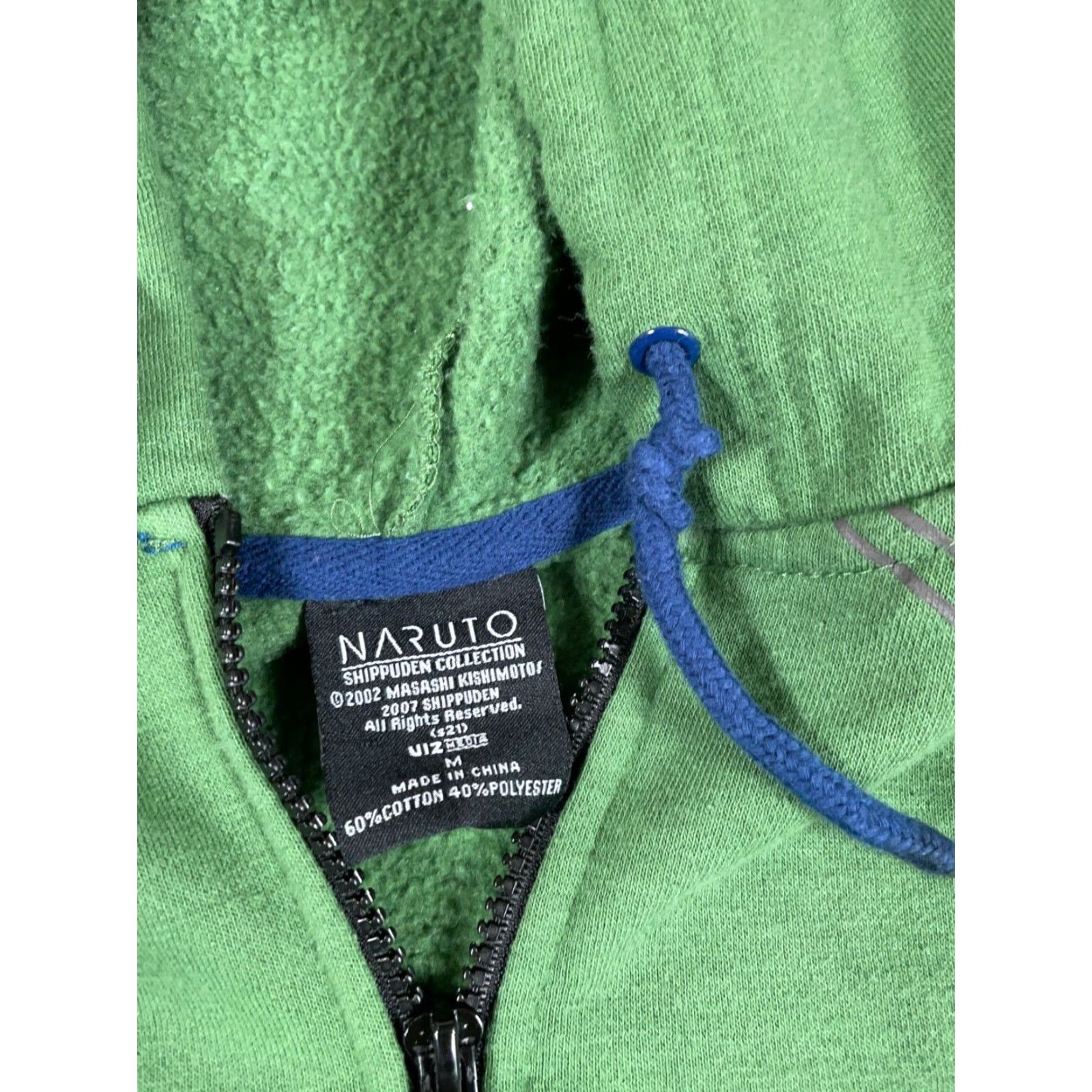 Vintage Naruto Hoodie Adult Medium Green Full Zip Sweatshirt 2007 90s Retro Anime Graphic Print Mens Size US M / EU 48-50 / 2 - 3 Thumbnail