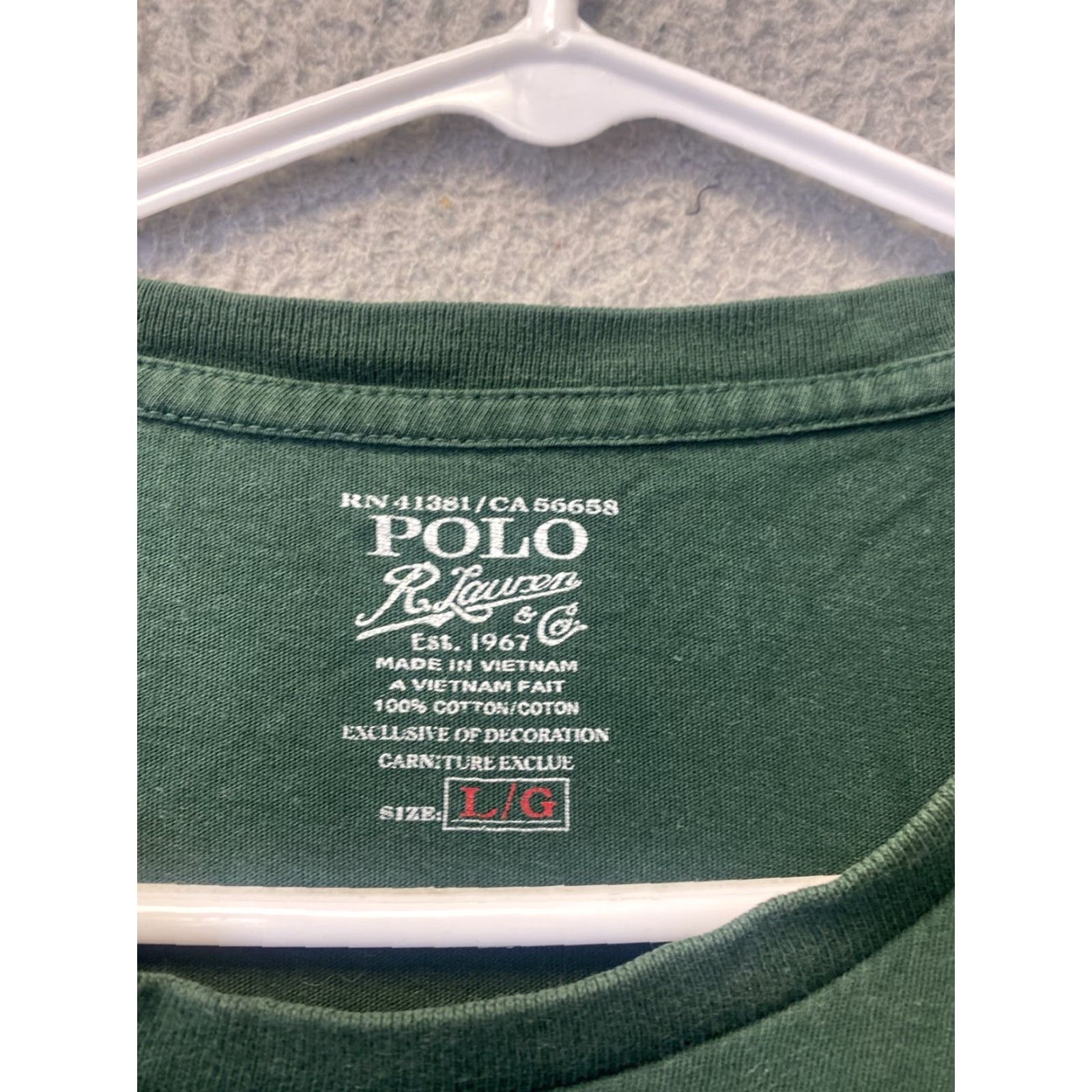 Polo Ralph Lauren VINTAGE Polo Ralph Lauren Men’s T-Shirt Cotton Green Large Mens Size US L / EU 52-54 / 3 - 3 Thumbnail