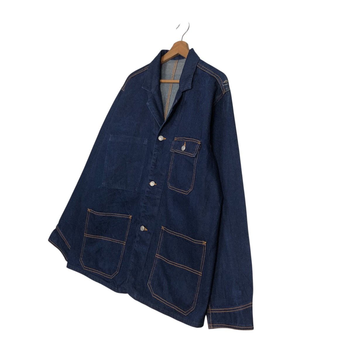 Japanese Brand 📌Vintage Indigo Denim Work Jacket Unbranded Issey Miyake Size US L / EU 52-54 / 3 - 3 Thumbnail