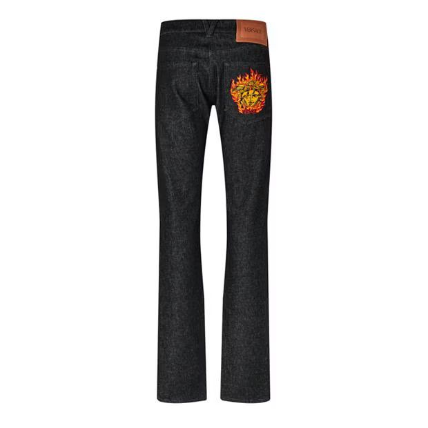 Versace o1g2r1mq0824 Medusa Flame Straight Leg Jeans in Black Size US 34 / EU 50 - 2 Thumbnail