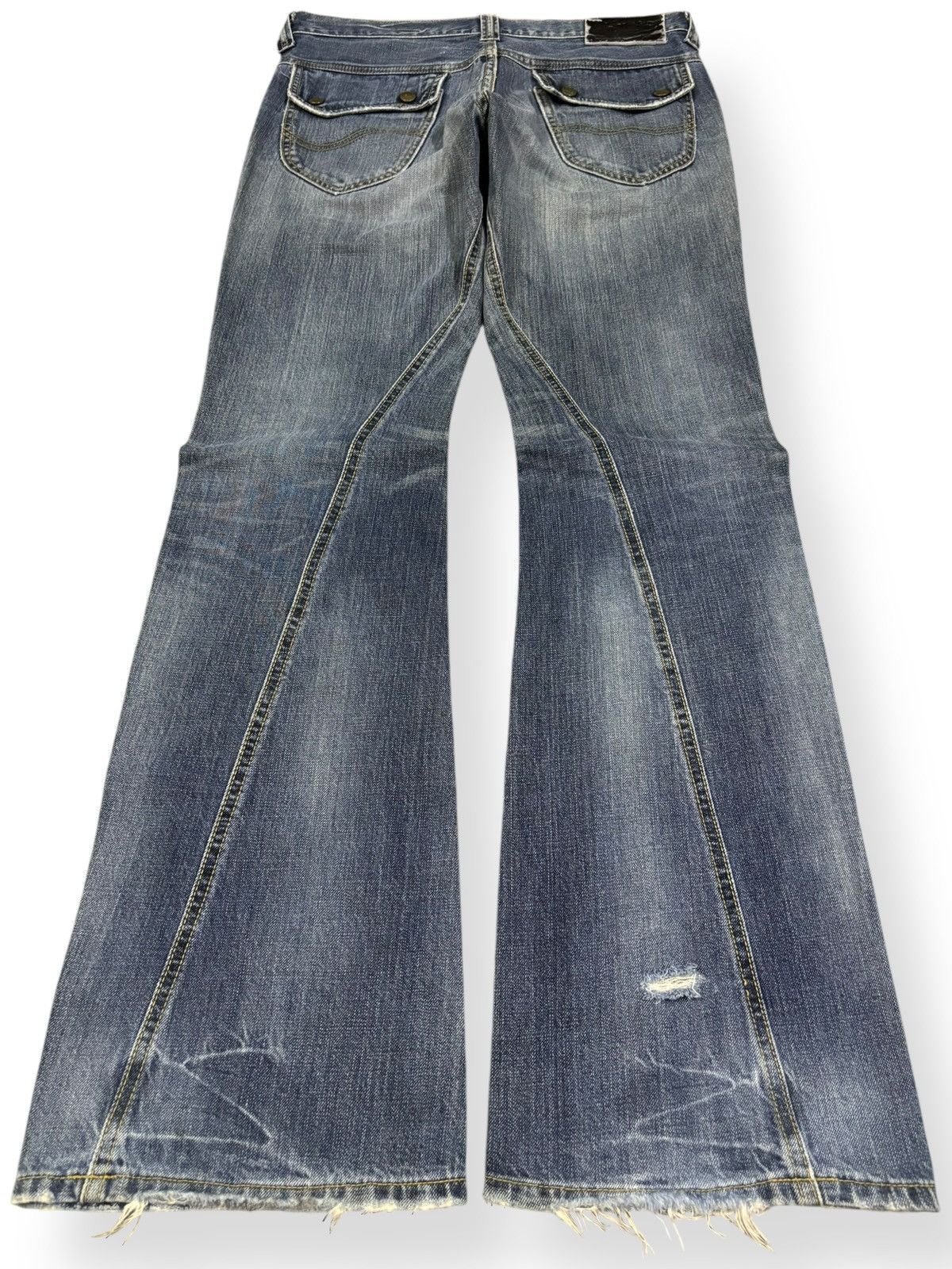 Lee Vintage Lee Riders Twisted Leg Flare Distressed Jeans Size US 32 / EU 48 - 2 Thumbnail