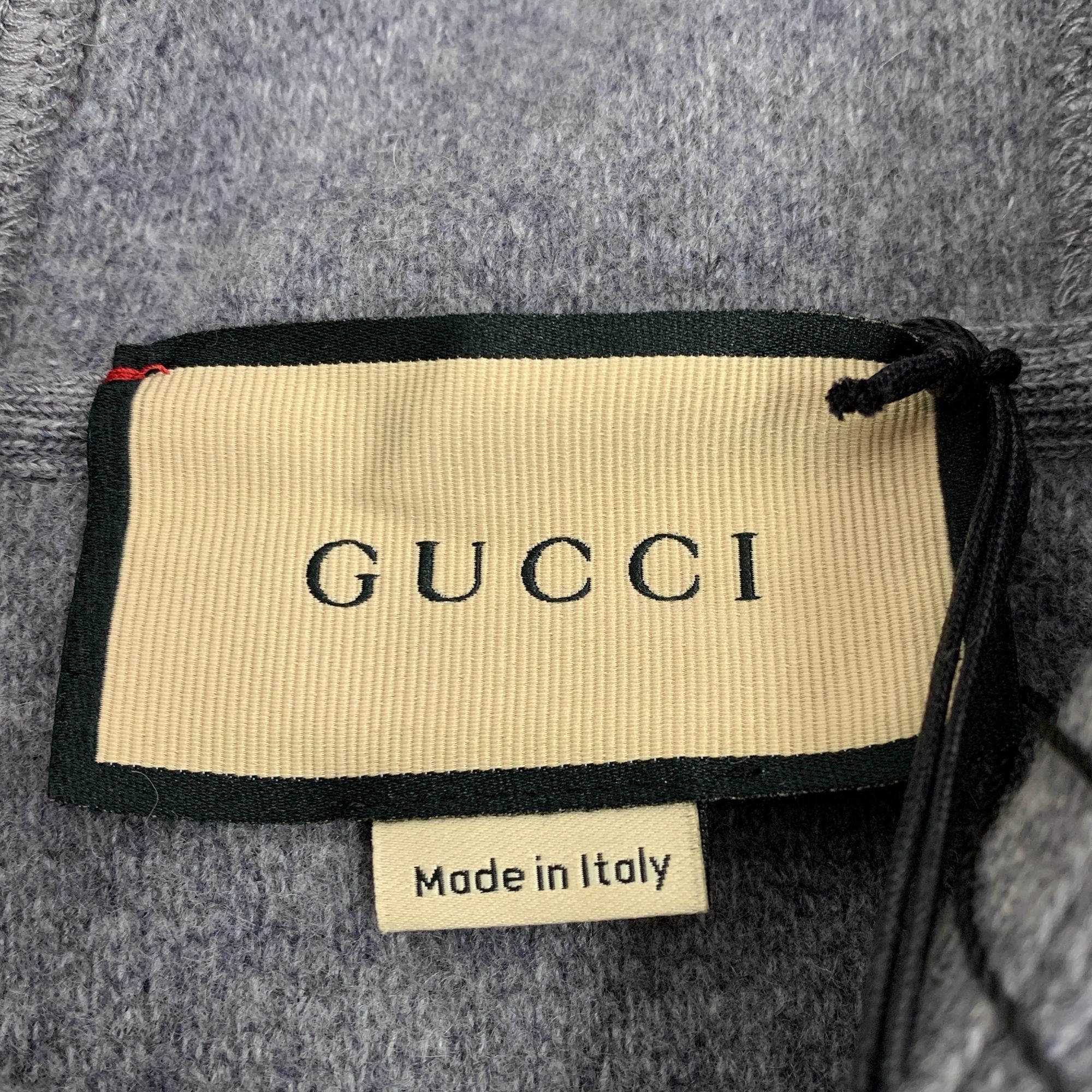 Gucci GUCCI Grey Wool & Cashmere Hooded Sweatshirt With Navy & Red Size S / US 4 / IT 40 - 2 Thumbnail