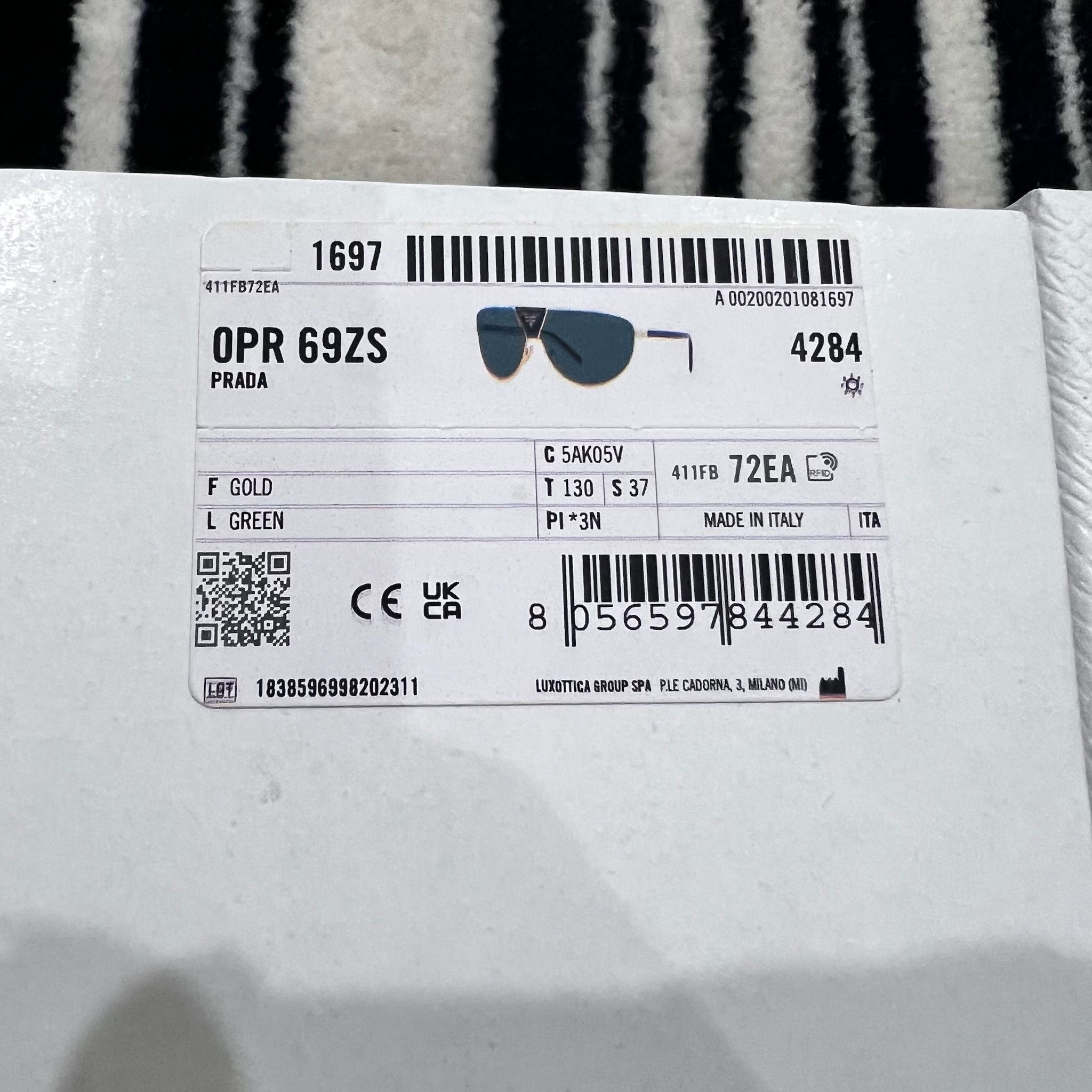 Prada Prada 0PR 69ZS Logo Shield Wrap Mask Runway Sunglasses Size ONE SIZE - 15 Thumbnail