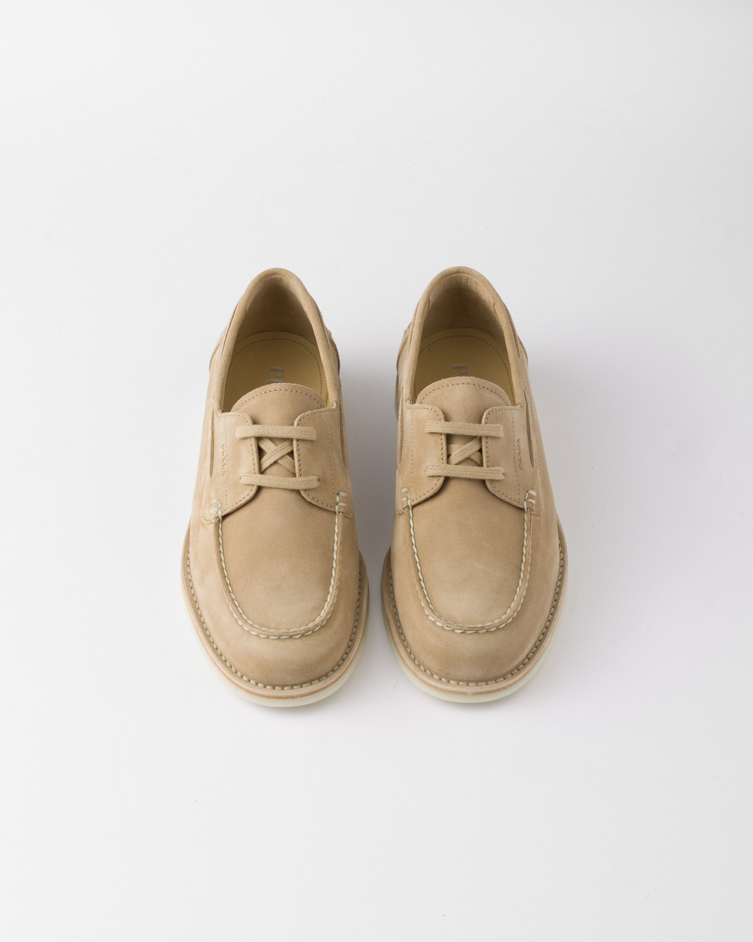 Prada o1bcso1str1025 Bleached Suede Loafers in Beige Size US 11 / EU 44 - 2 Thumbnail