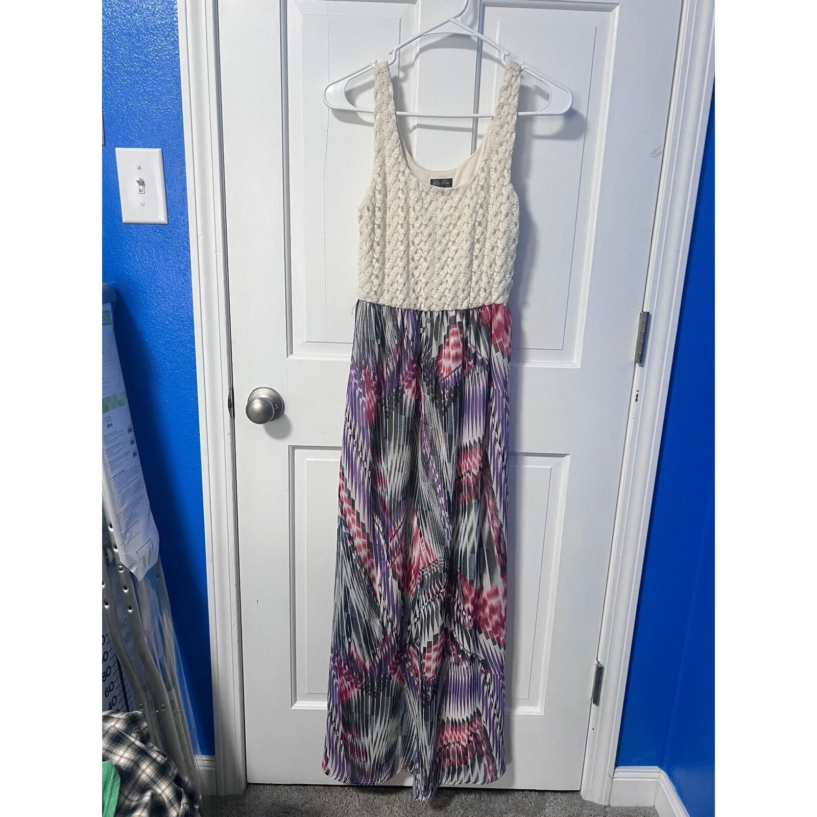 Other Lily Rose Maxi Dress Womens XS Multicolor Crochet Ikat Boho Size XS / US 0-2 / IT 36-38 - 5 Thumbnail
