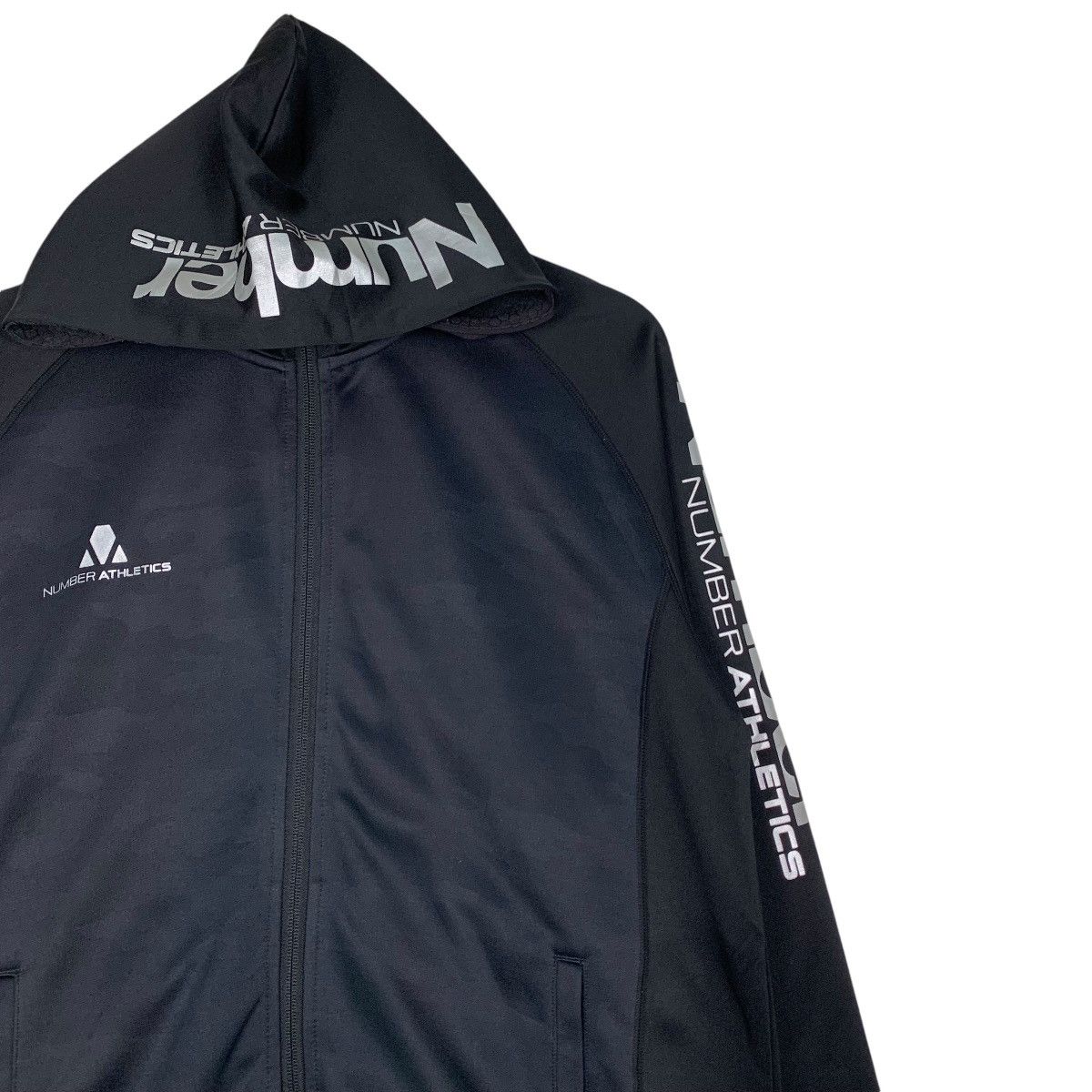 Japanese Brand NUMBER ATHLETICS Big Logo Zipper Hoodie Sweatshirt #1277-C57 Size US L / EU 52-54 / 3 - 6 Thumbnail