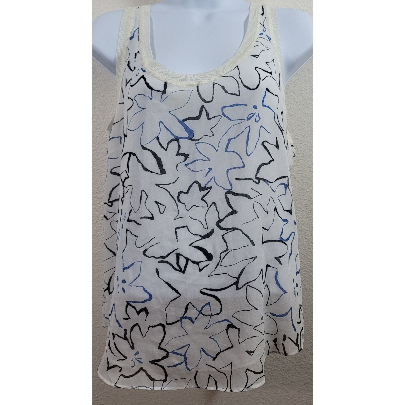 Other Catherine Catherine Malandrino Cream Floral Tank Top Large Size L / US 10 / IT 46 - 1 Thumbnail