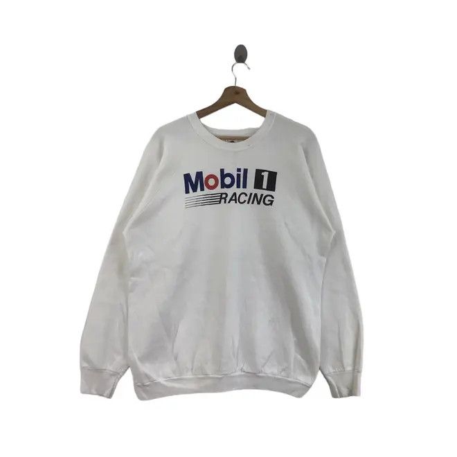 Vintage Vtg 80s MOBIL 1 Racing Team Formula One F1 White Sweatshirt Size US XL / EU 56 / 4 - 1 Thumbnail