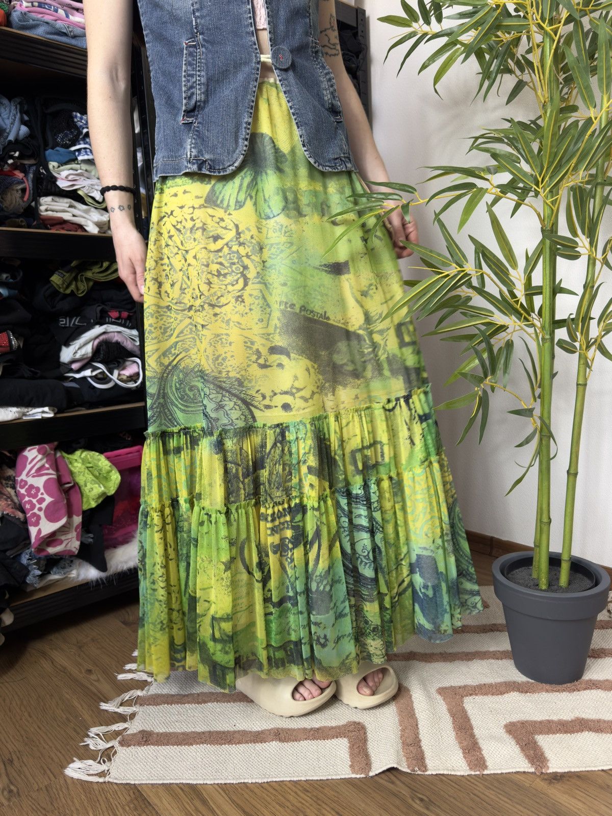 Vintage VINTAGE STYLE JEAN PAUL GAULTIER PRINTED MESH MAXI SKIRT Size 30" / US 8 / IT 44 - 2 Thumbnail
