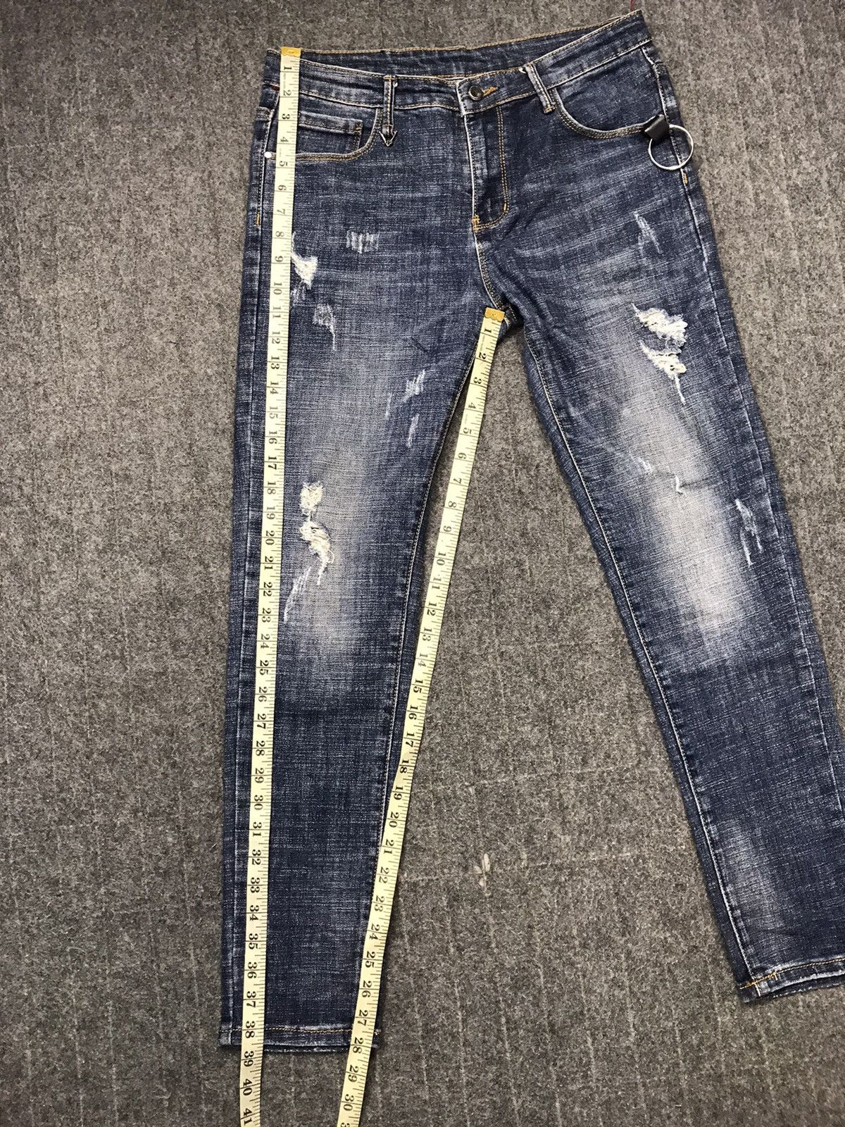 Vintage Oeo H5 Indigo Jeans Straight Cut Faded Distressed Design Size US 30 / EU 46 - 9 Thumbnail