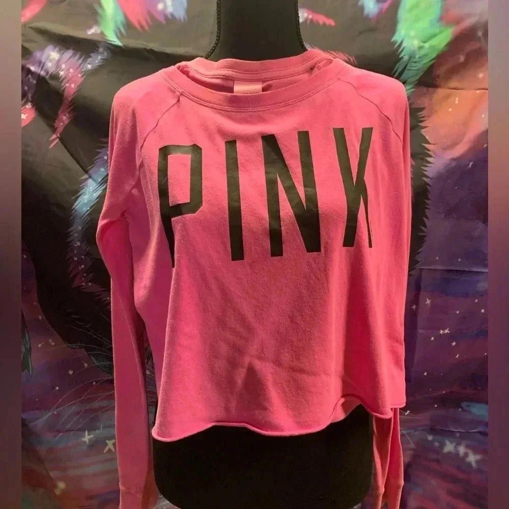 Designer Victoria's Secret PINK Cropped Sweatshirt Size S / US 4 / IT 40 - 1 Thumbnail