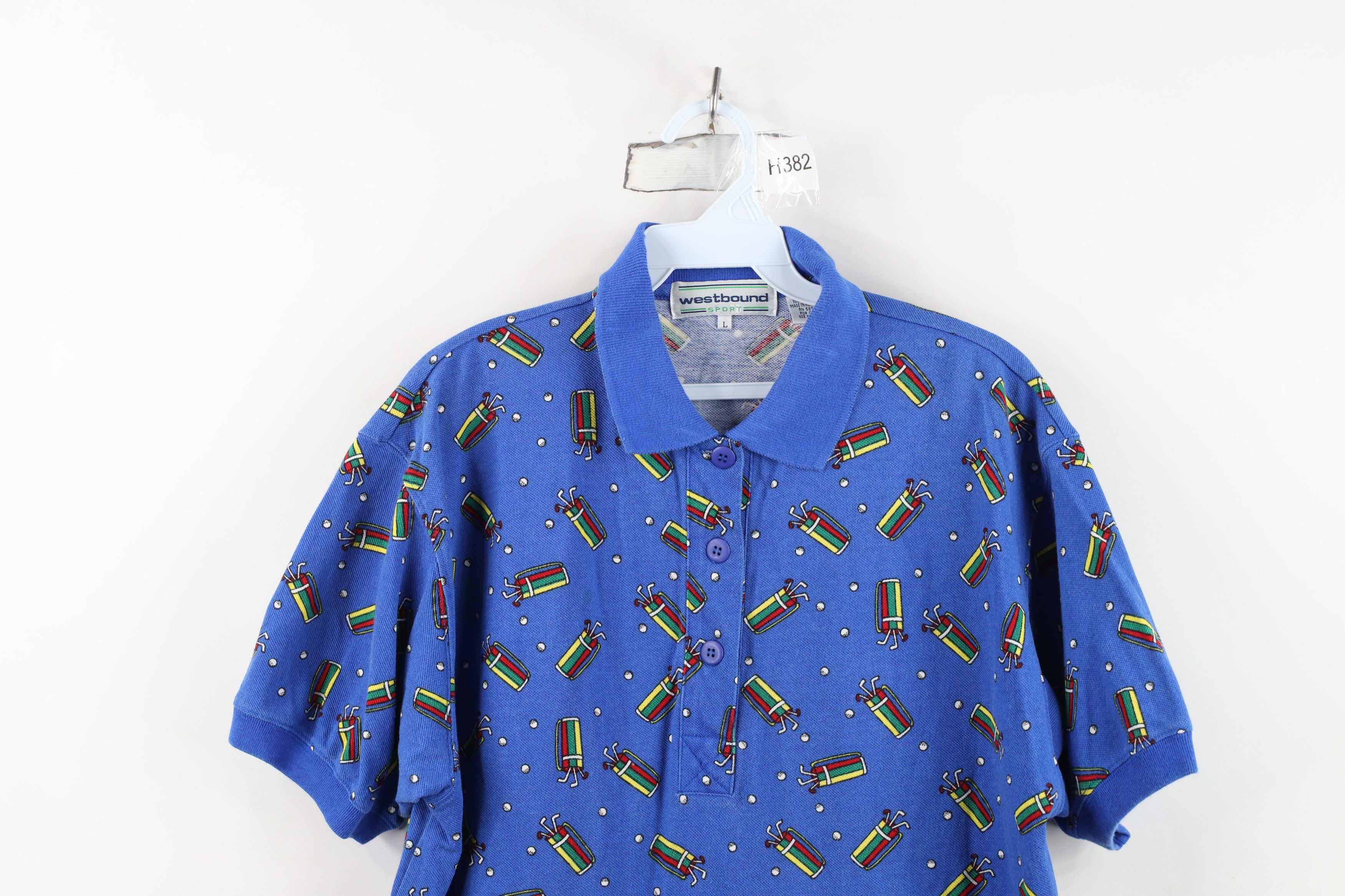 Vintage Vintage 90s Streetwear Rainbow Golf Bag All Over Print Polo Size L / US 10 / IT 46 - 2 Thumbnail