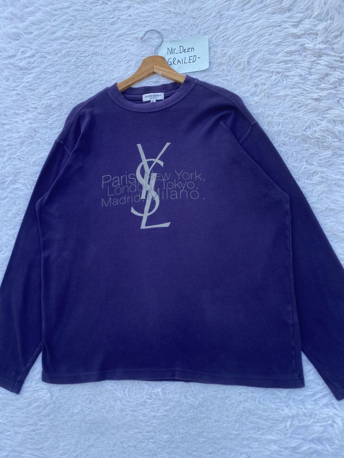Yves Saint Laurent Rare Vintage Yves Saint Laurent Big Logo Longsleeve Shirt Size US L / EU 52-54 / 3 - 5 Thumbnail