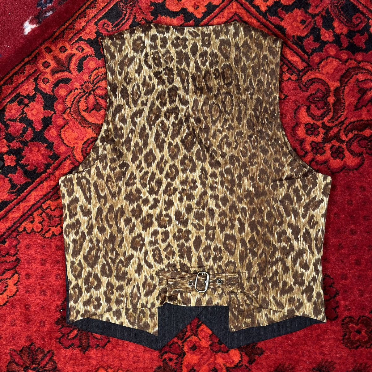 Dolce & Gabbana Dolce & Gabbana Vest Black Pinstripe Leopard Back Waistcoat Size S / US 4 / IT 40 - 3 Thumbnail