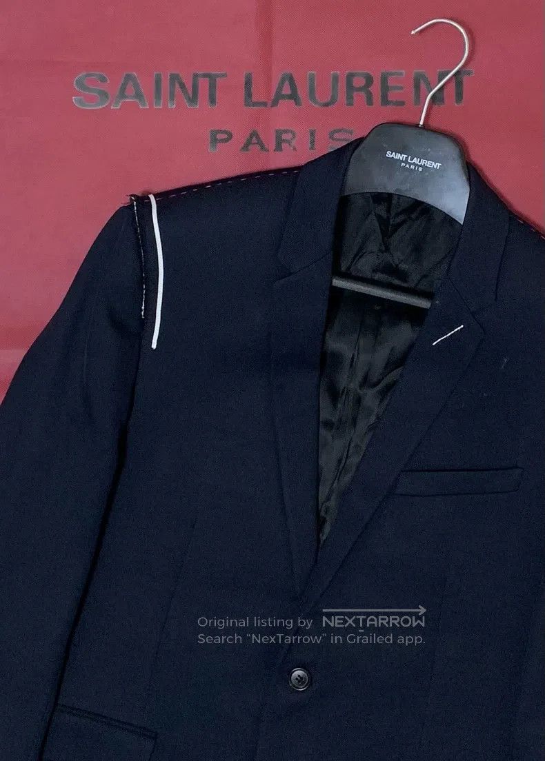 Dior Dior Navy Blue Shoulder White Line Frayed Destroyed Suit Size US L / EU 52-54 / 3 - 8 Thumbnail