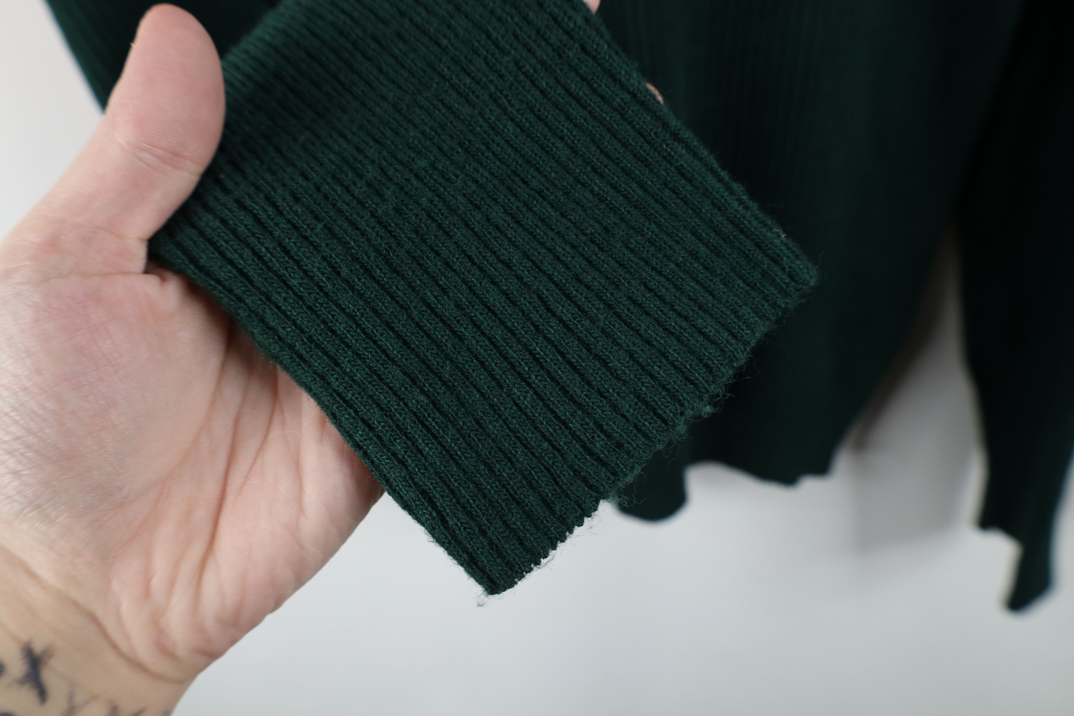 Vintage Vintage 70s Streetwear Ribbed Knit Turtleneck Sweater Green Size L / US 10 / IT 46 - 7 Thumbnail
