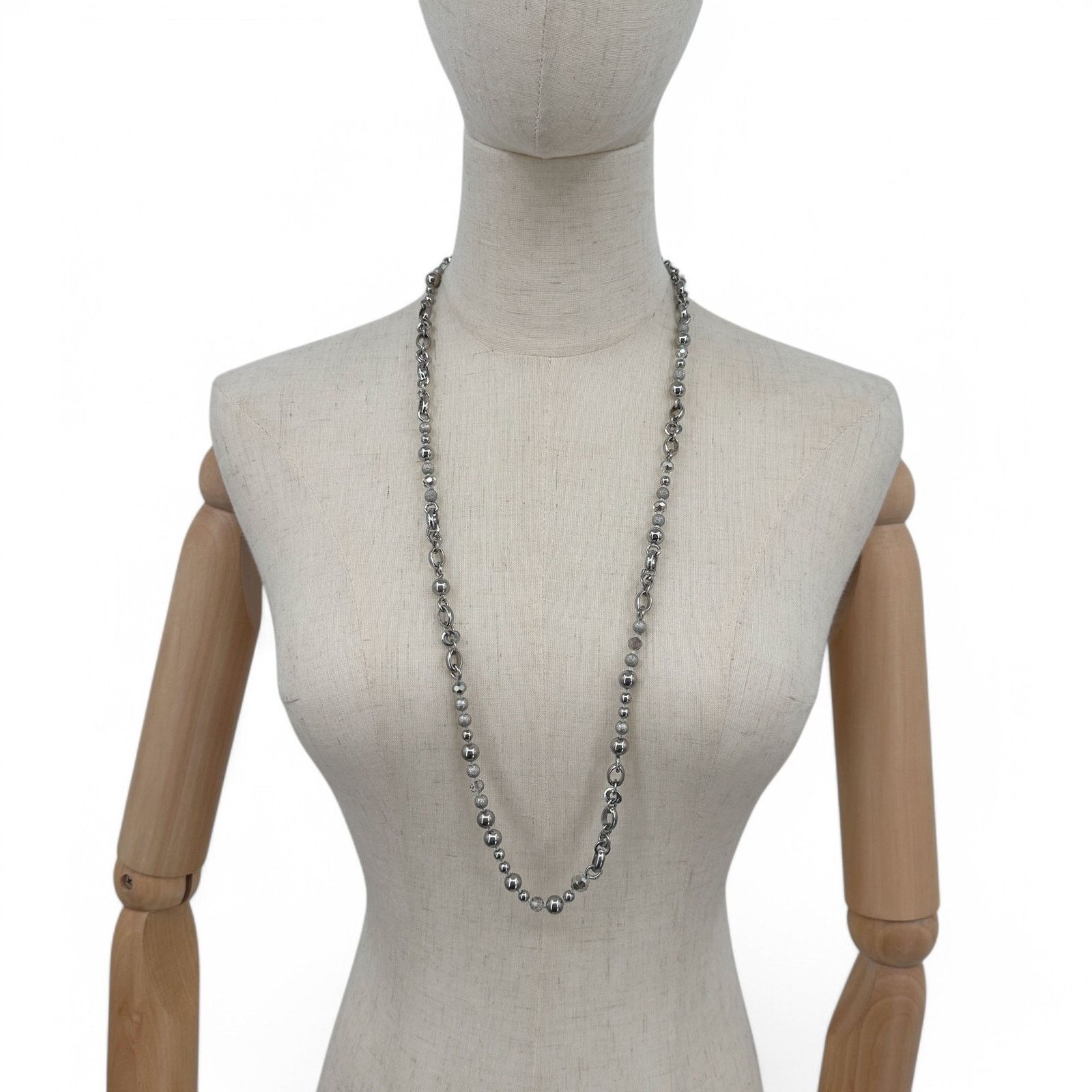 Banana Republic Banana Republic Long Necklace Silver Tone Bead and Chain Size ONE SIZE - 7 Thumbnail