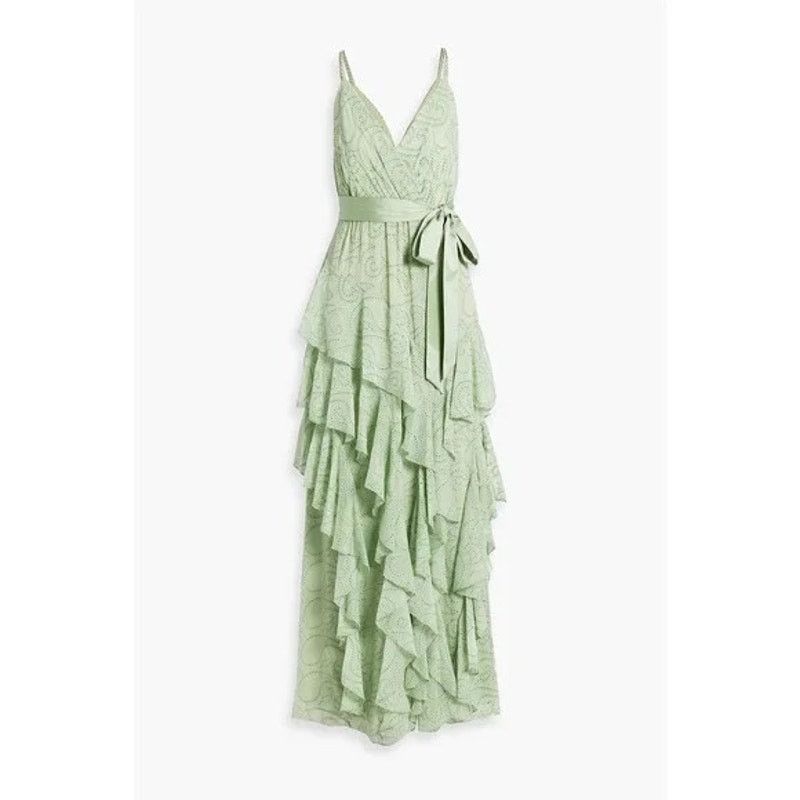 Alice + Olivia Alice + Olivia Emelia Eyelet Ruffle Maxi Dress green Size 0 Size XS / US 0-2 / IT 36-38 - 3 Thumbnail