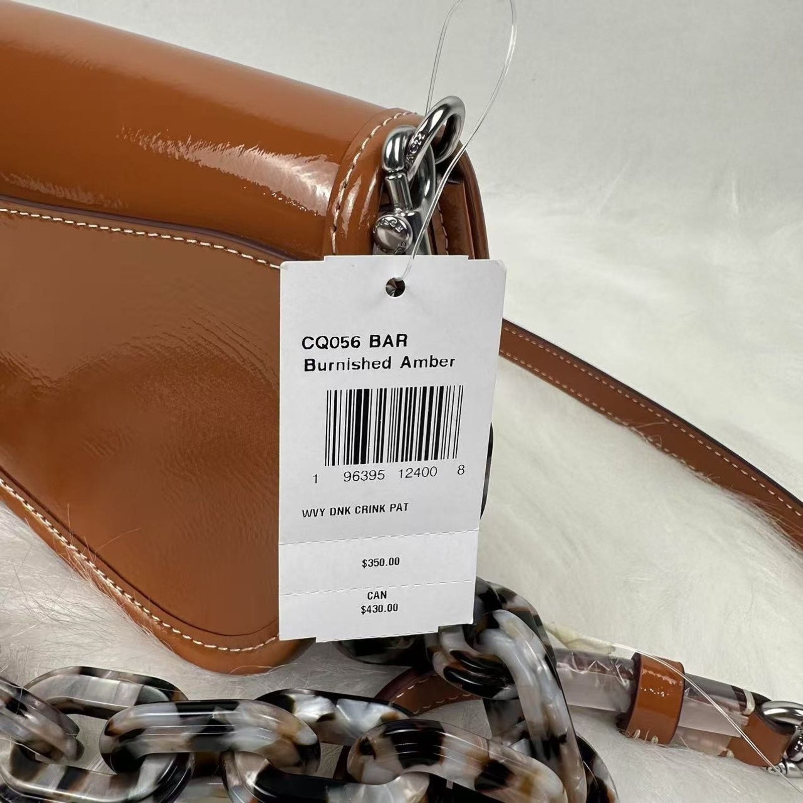 Coach COACH Mini Wavy Dinky Crinkle Patent Leather Crossbody Amber Size ONE SIZE - 6 Thumbnail