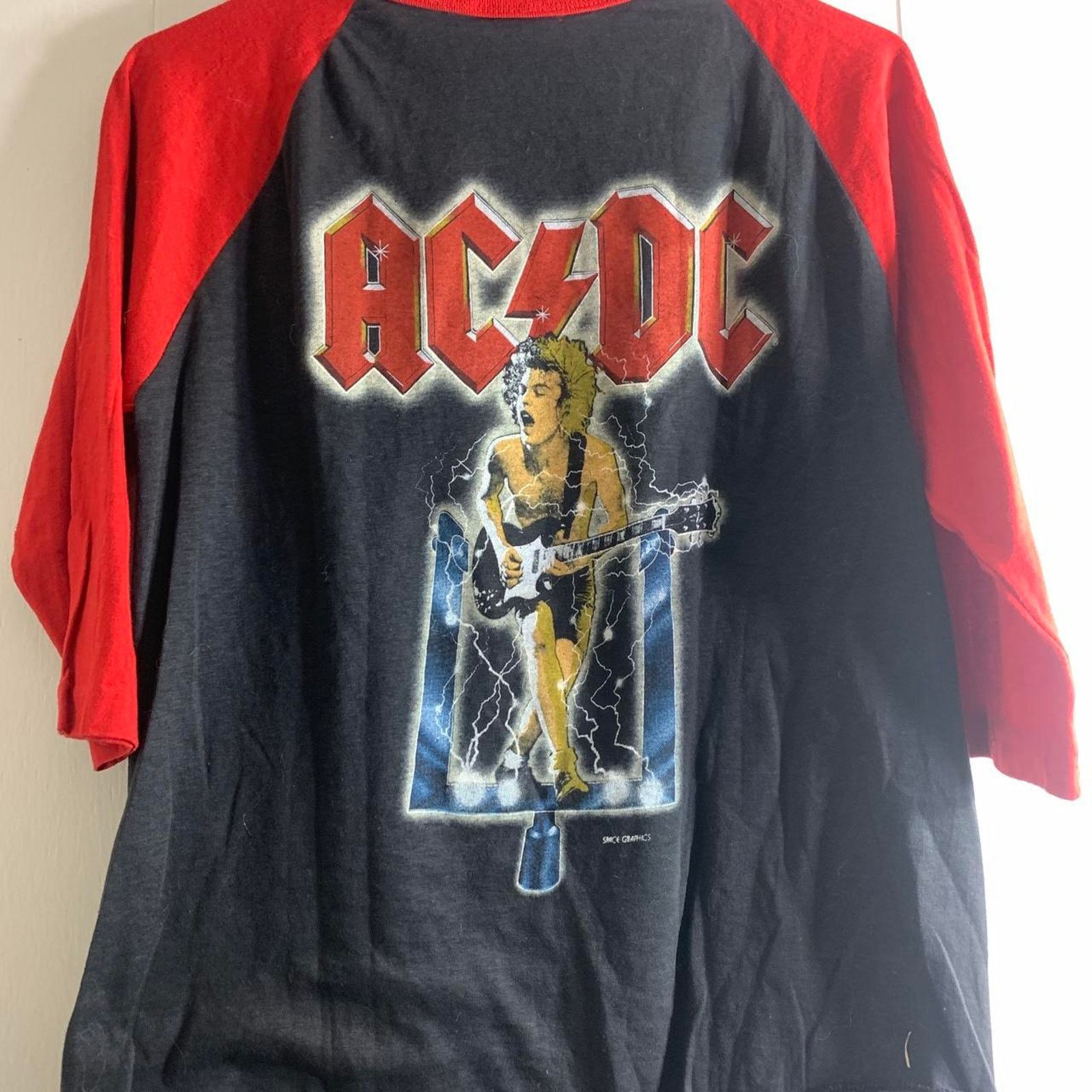 Vintage vintage 80s AC/DC FLICK OF THE SWITCH 3/4 sleeve tee shirt M Size US M / EU 48-50 / 2 - 7 Thumbnail