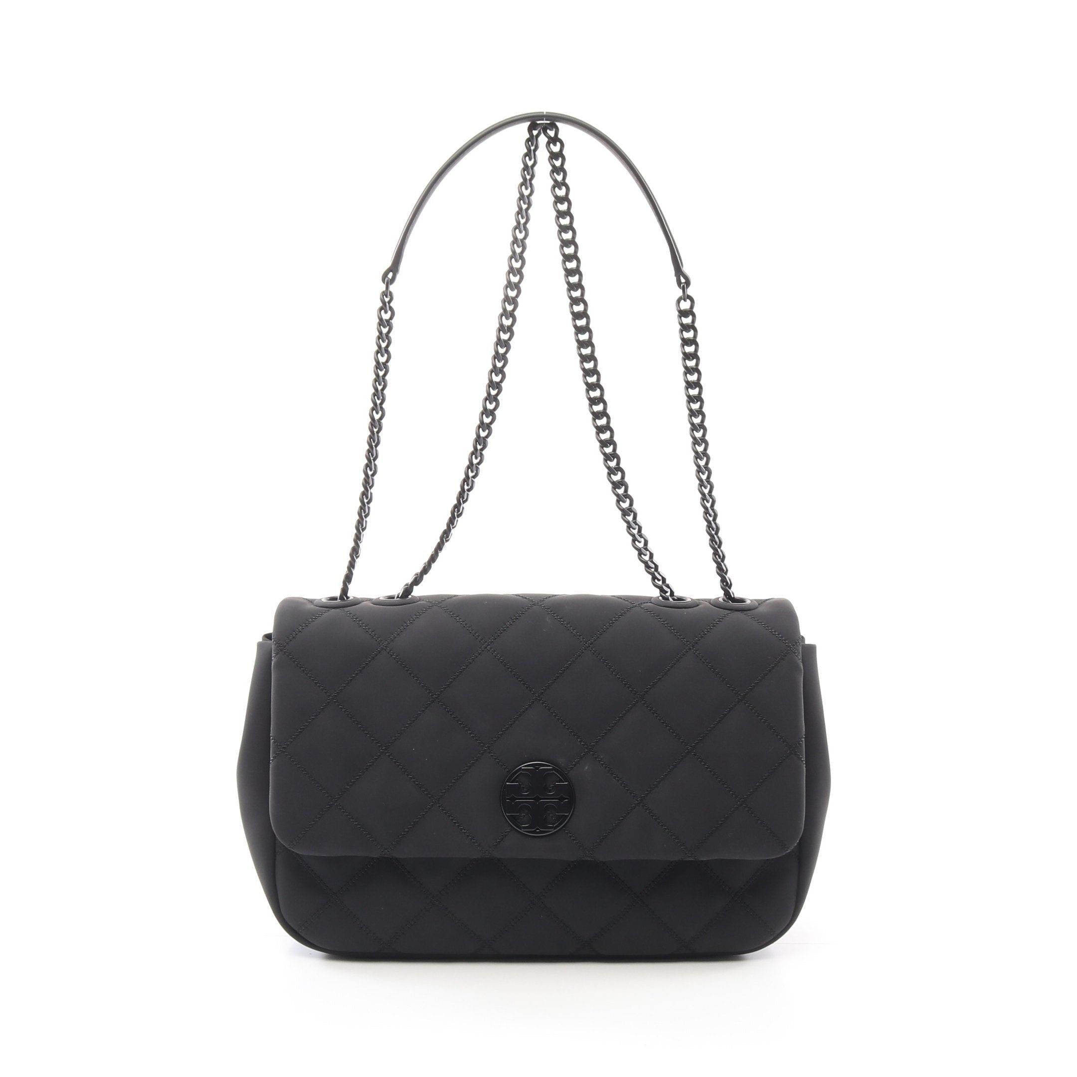 Tory Burch Tory Burch Willa Matte Shoulder Double Chain Bag Leather Black Size ONE SIZE - 1 Thumbnail
