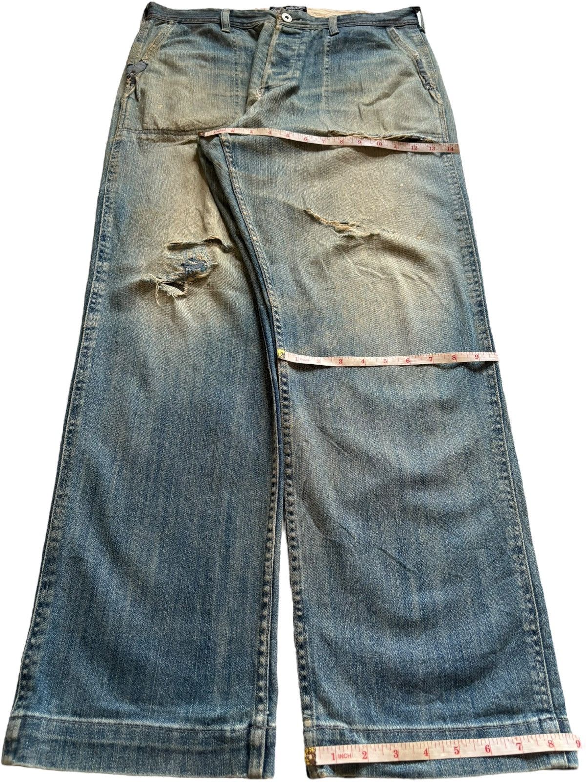 Stussy Vintage Stussy Rusty Mud Wash Rip Buckle Back Baggy Jean Size US 35 - 14 Thumbnail