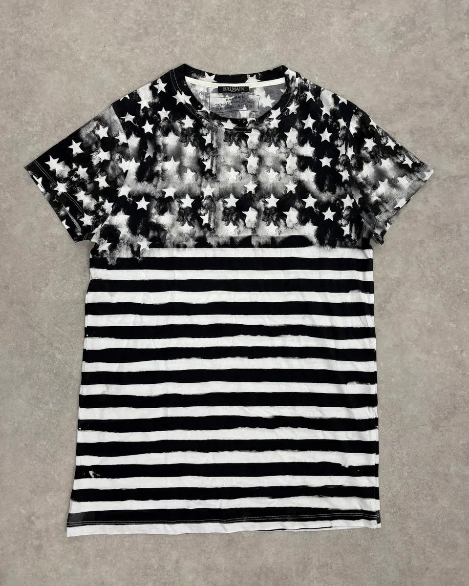 Balmain SS2018 Balmain Black White Star T-Shirt Size US S / EU 44-46 / 1 - 1 Thumbnail