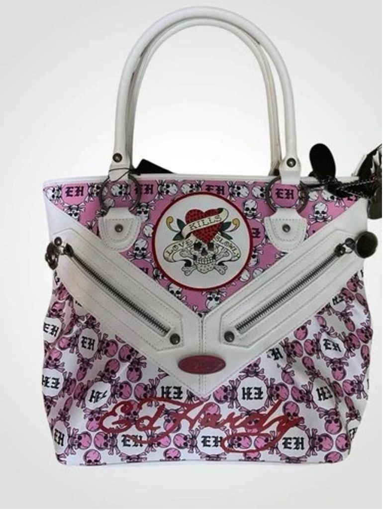 Ed Hardy E Hardy Love Kills Slowly Skull Tatoos Shoulder Tato Bag M Size ONE SIZE - 12 Thumbnail