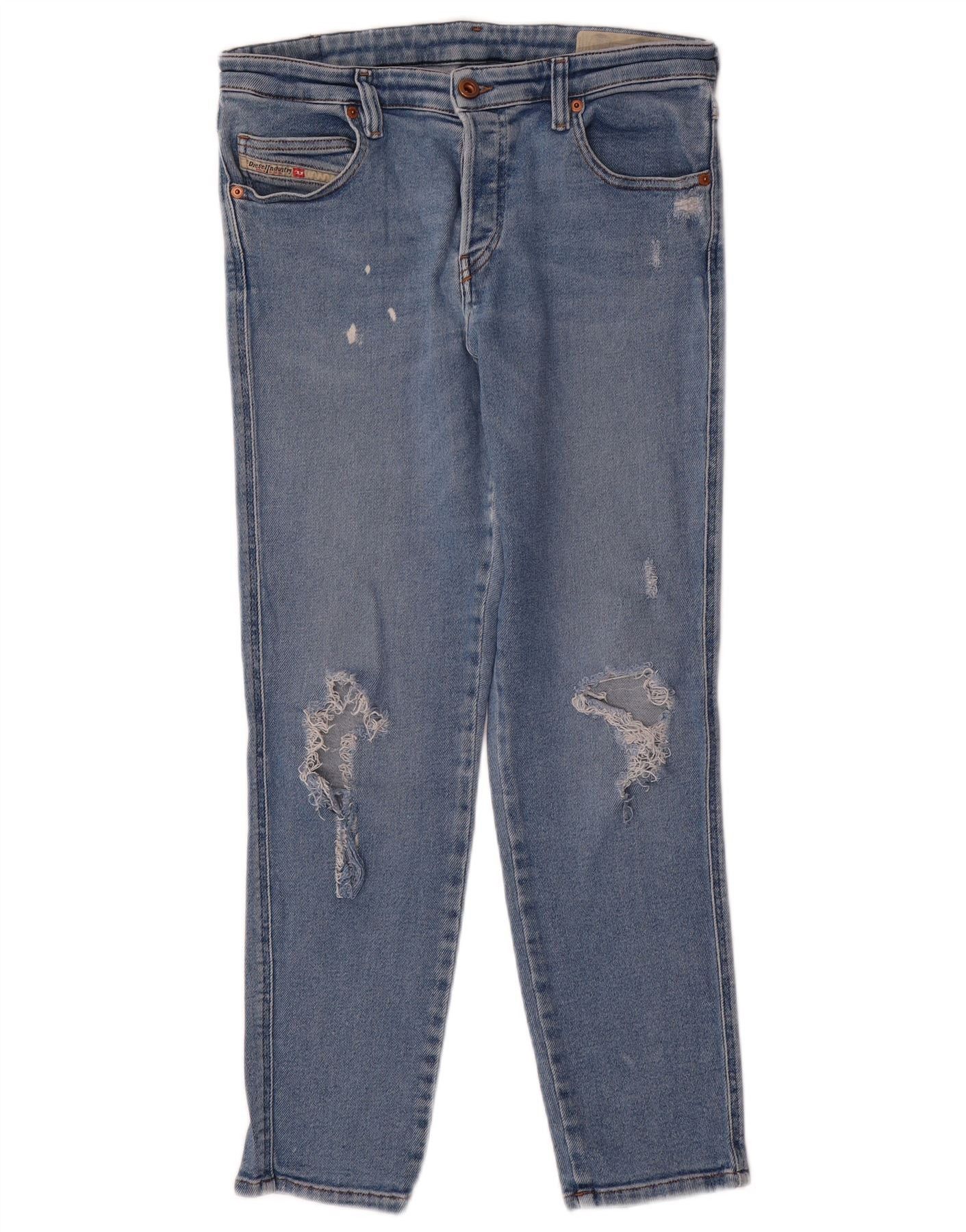 Diesel Womens Distressed Slim Jeans W30 L27 Blue Cotton Size 42" / US 20 - 1 Thumbnail