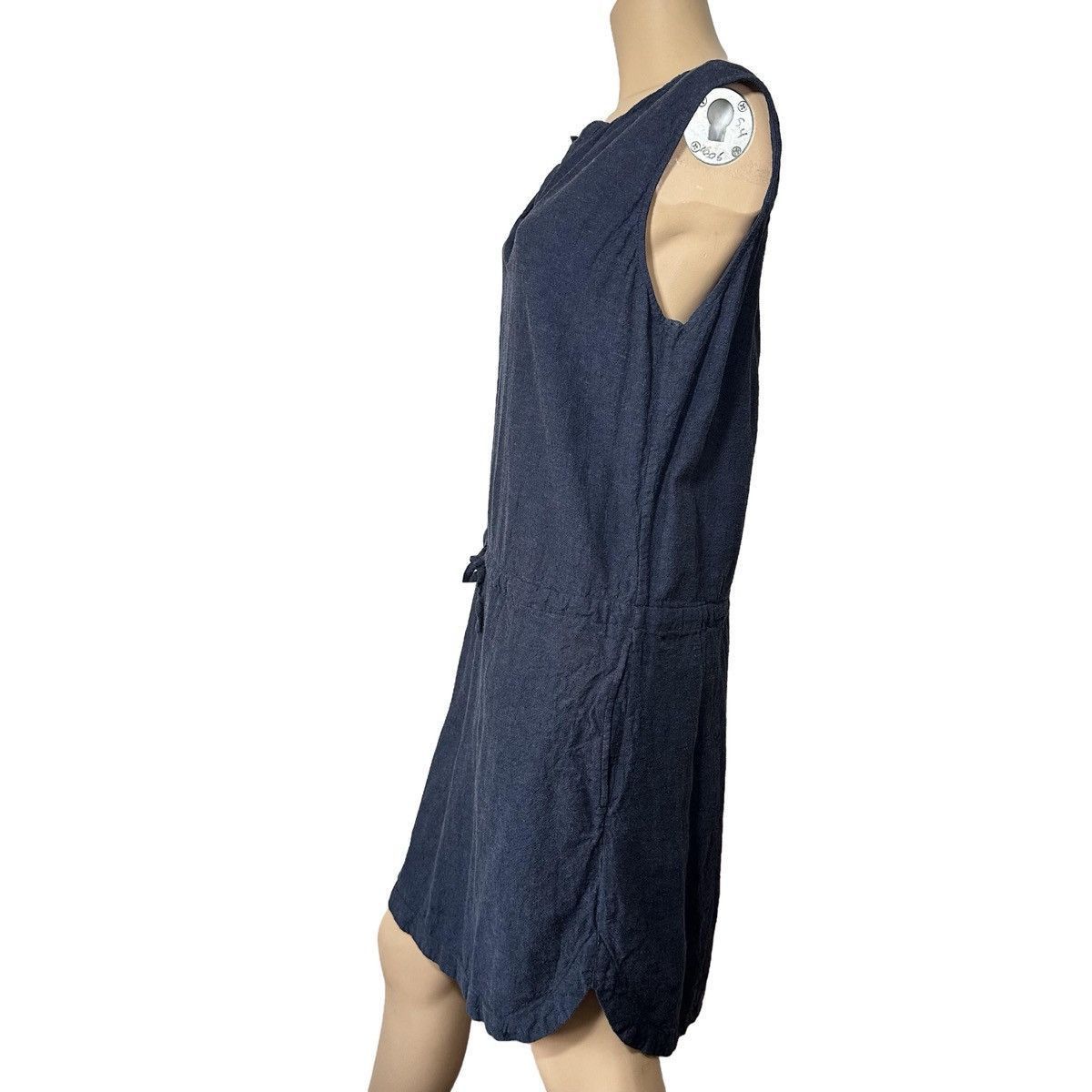 Roots Roots Linen Navy Sleeveless Dress Drawstring Waist Medium Size M / US 6-8 / IT 42-44 - 4 Thumbnail