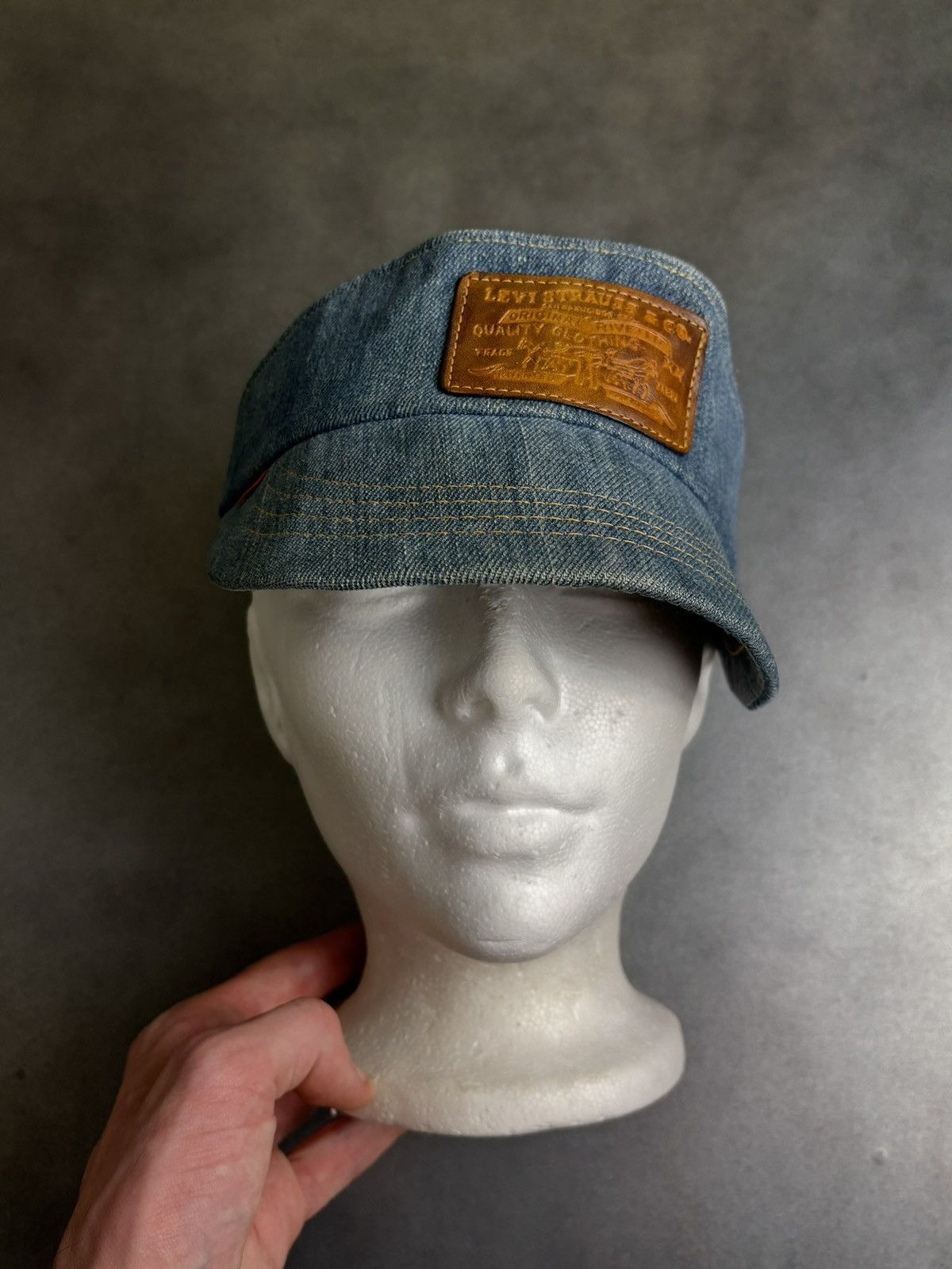 Levi's 1970s Levi's Orange Tab Hat 70s Vintage Levis Denim Visor US Size ONE SIZE - 6 Thumbnail