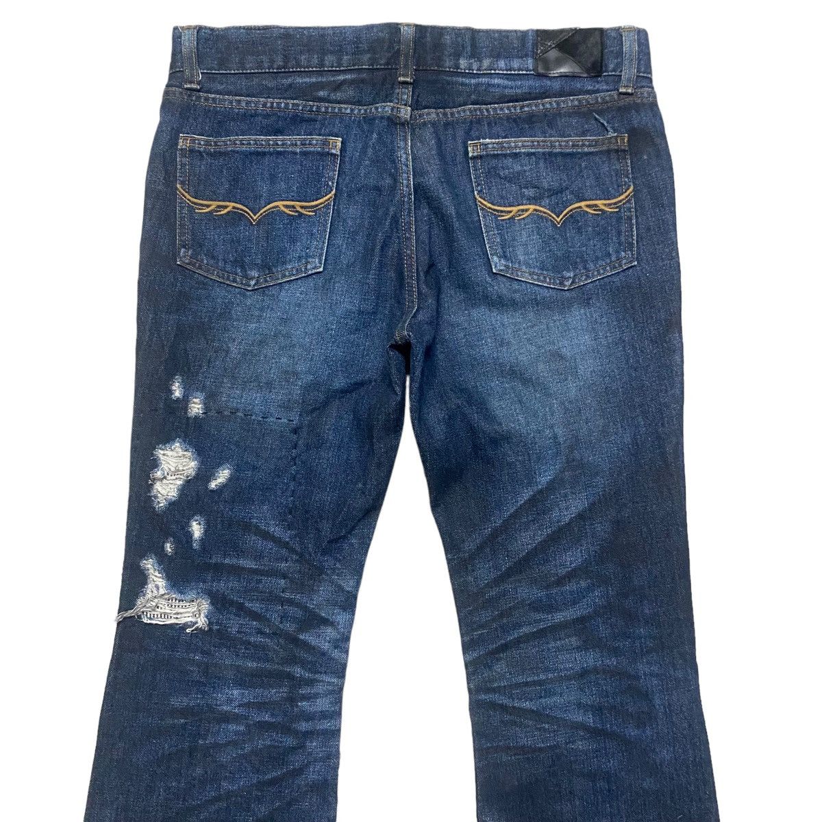 GOSTAR DE FUGA FUGA Coated Oiled Denim Flare Jeans Distressed Size US 32 / EU 48 - 11 Thumbnail