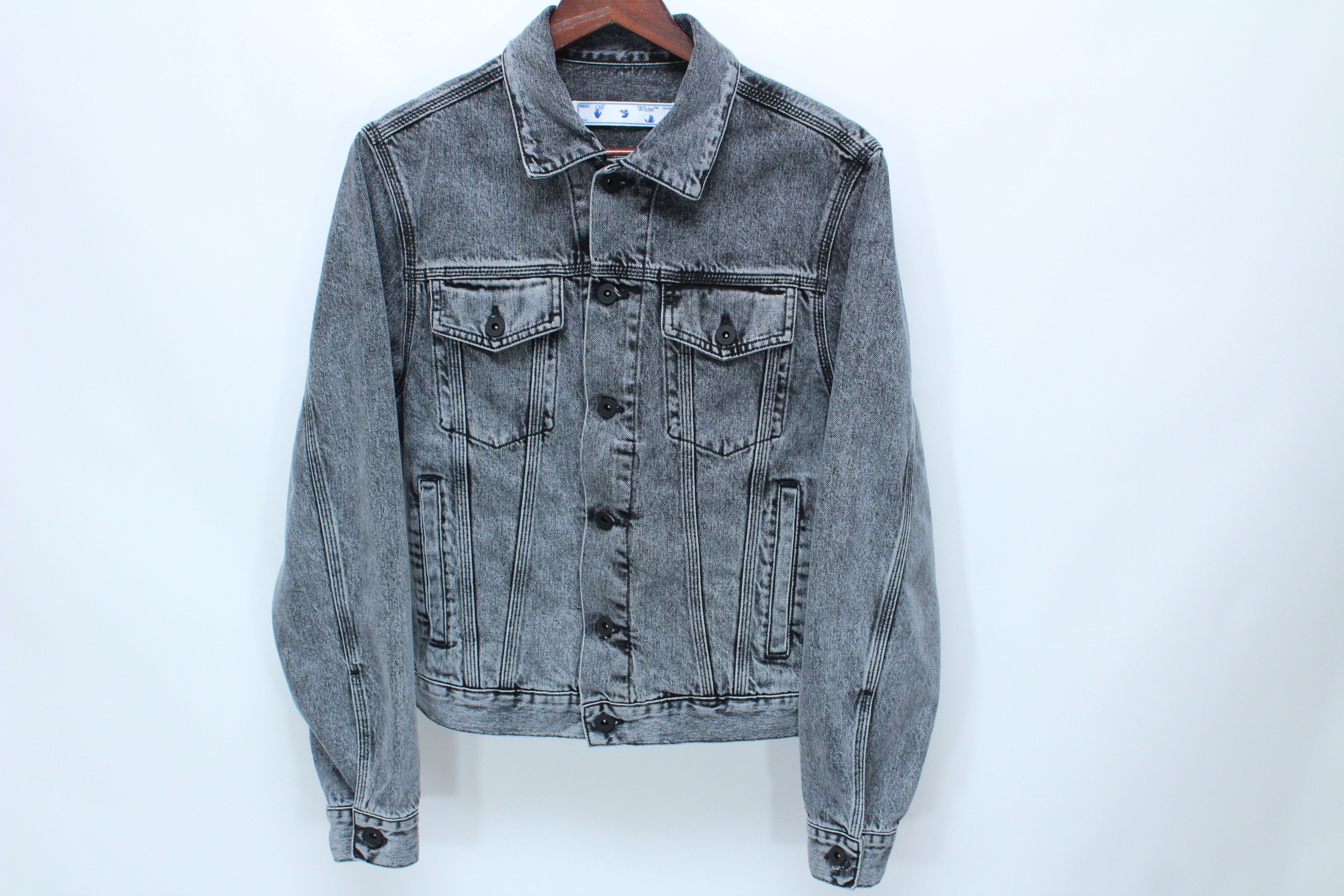 Off-White Off-White Logo Slim Fit Grey Denim Jacket Virgil Abloh Size US S / EU 44-46 / 1 - 1 Thumbnail